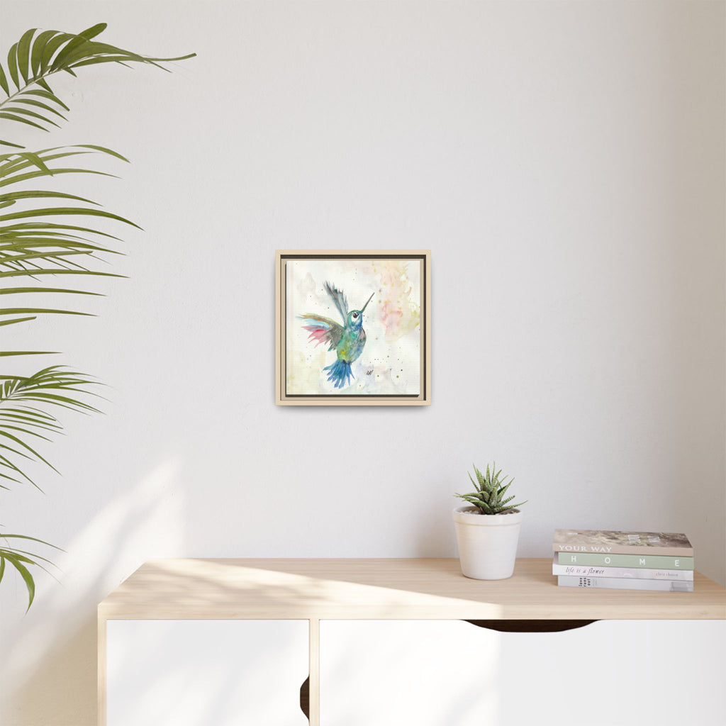 Higher Hummingbird Watercolor Framed Canvas Print of Original — Multicolor Matte Wall Art
