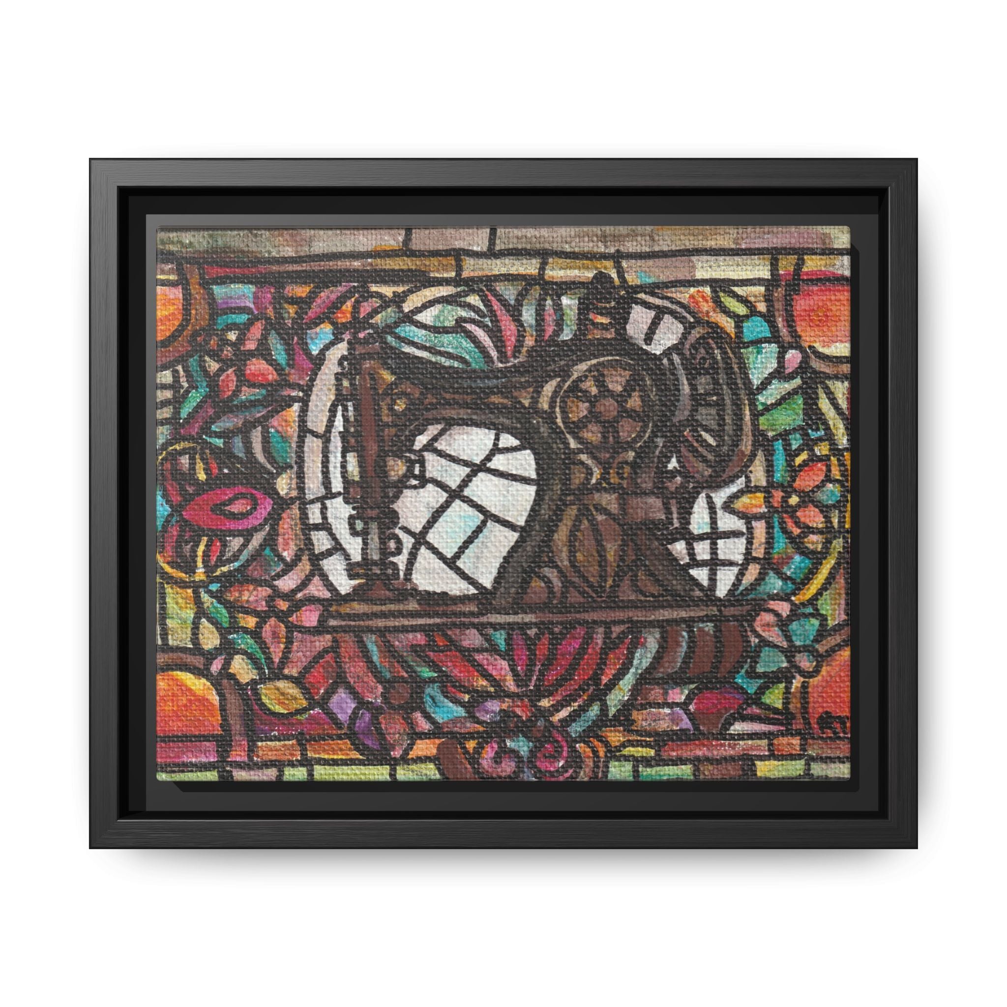 Framed Sewing Machine Stained-Glass Canvas Print of Original Great Grandma's Sewing Machine