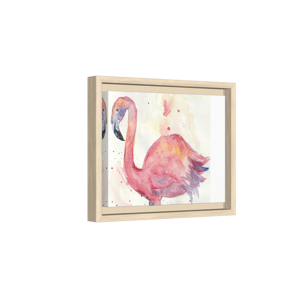 Watercolor Flamingo Dance Matte Canvas Framed Art Print of Original