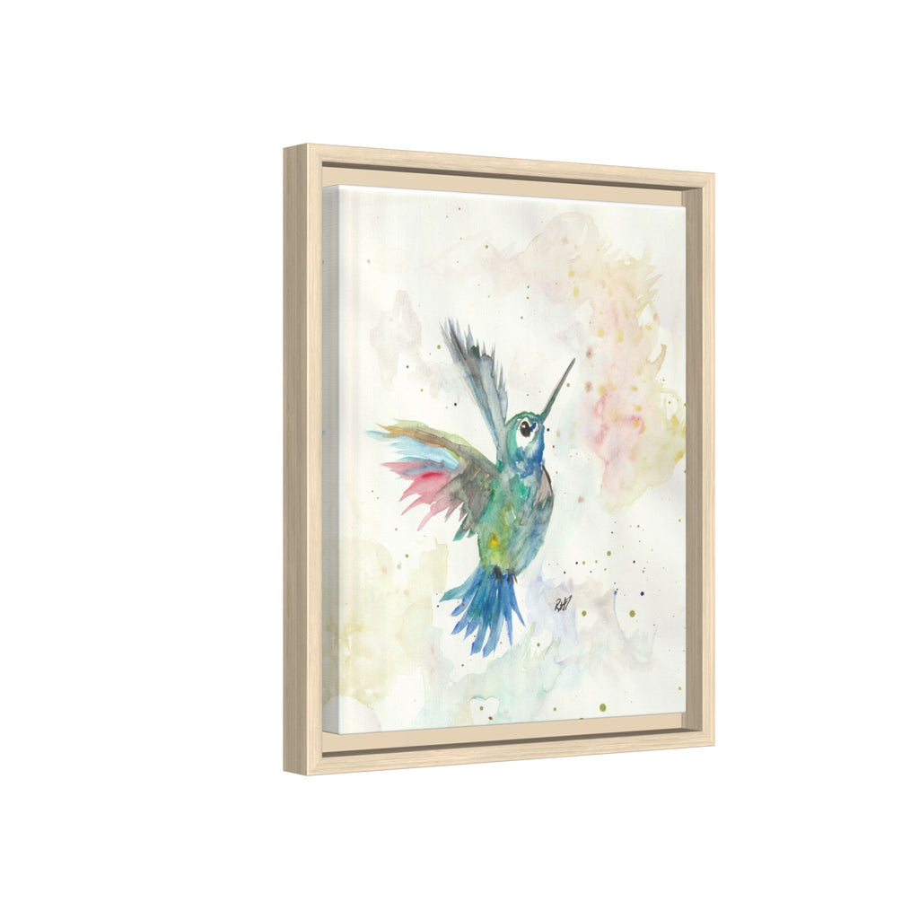 Higher Hummingbird Watercolor Framed Canvas Print of Original — Multicolor Matte Wall Art