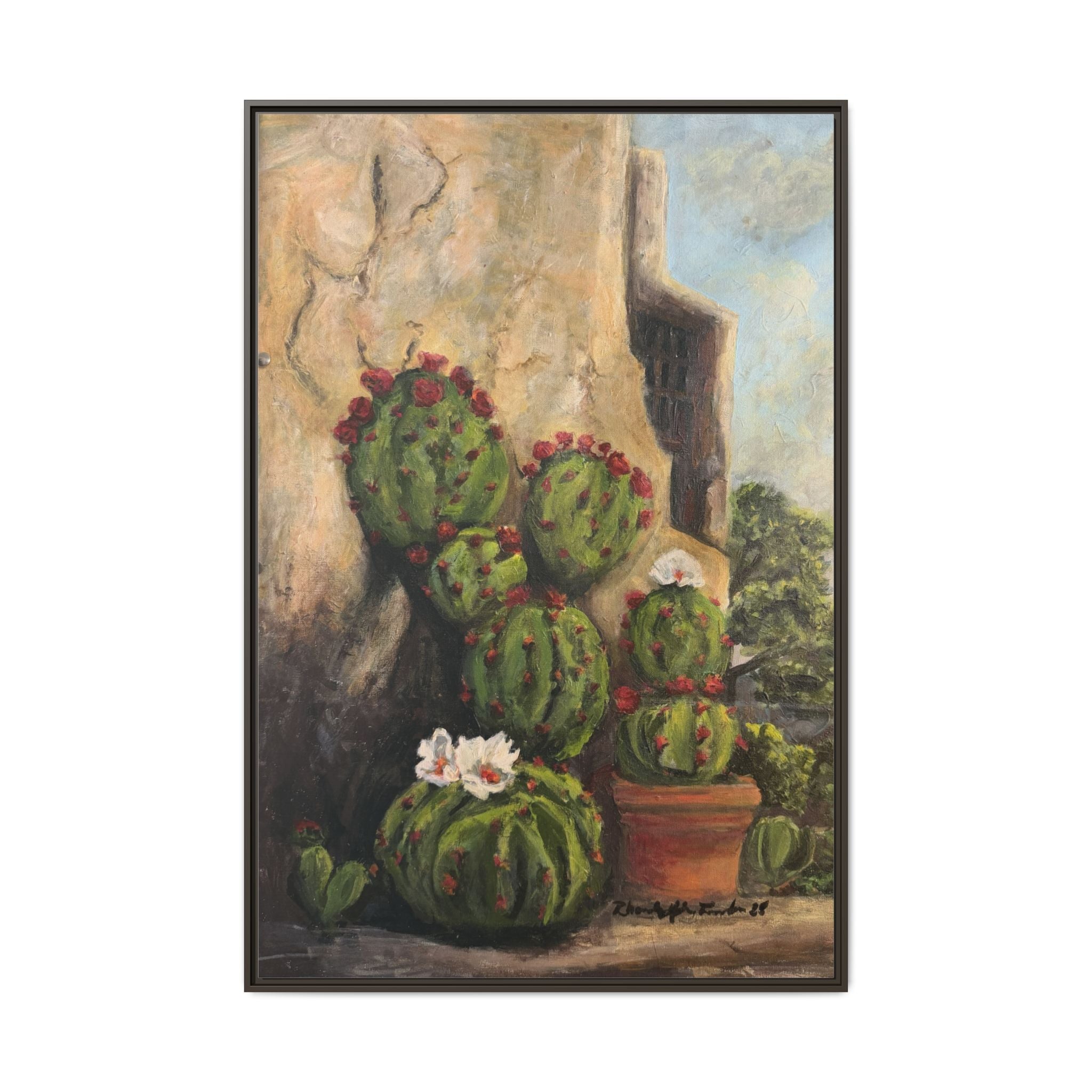 Matte Canvas Print of Original Desert Bloom, Framed (Multi-color)