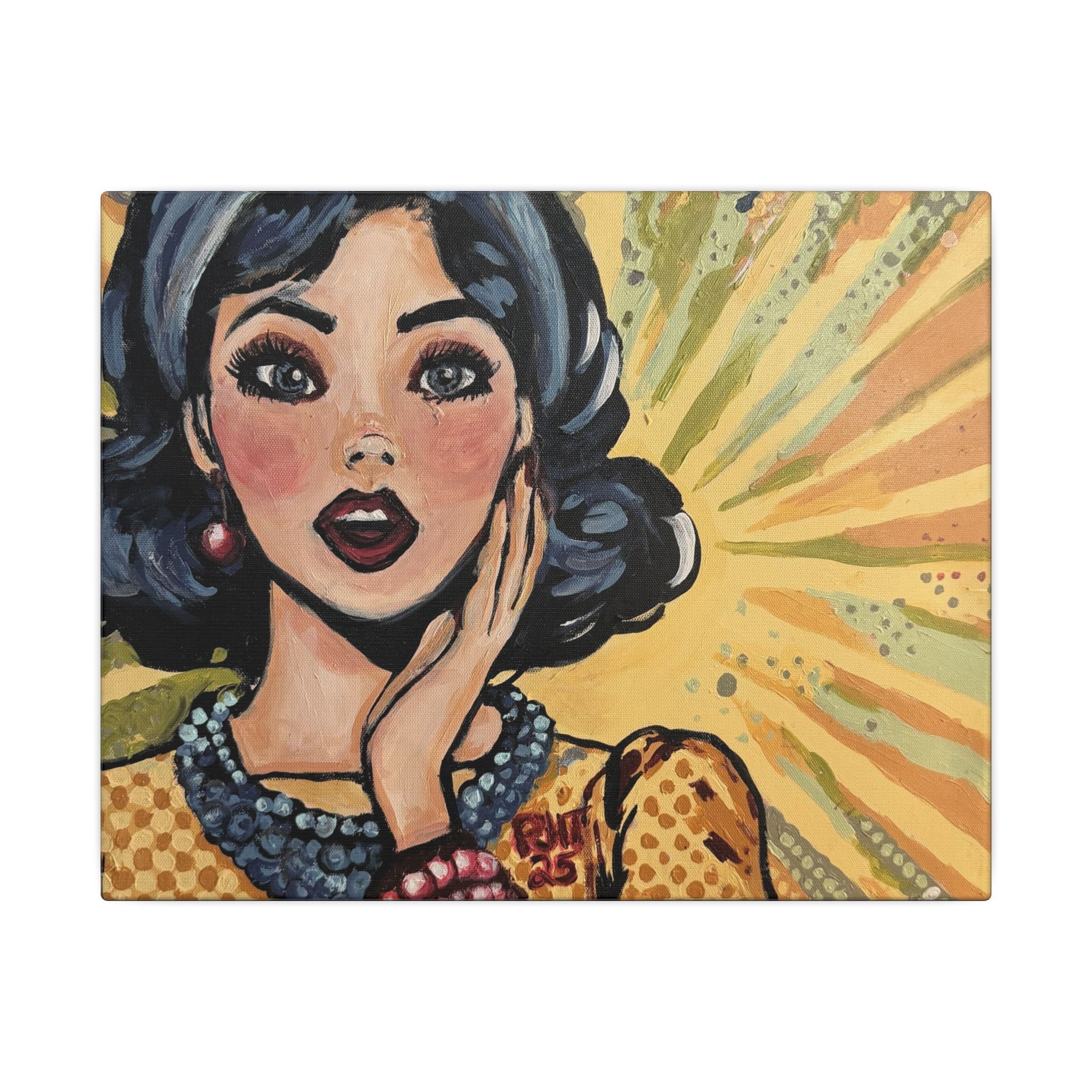 Pop Art Surprise Portrait Canvas Print of Original "OMG"— Retro Comic Wall Art