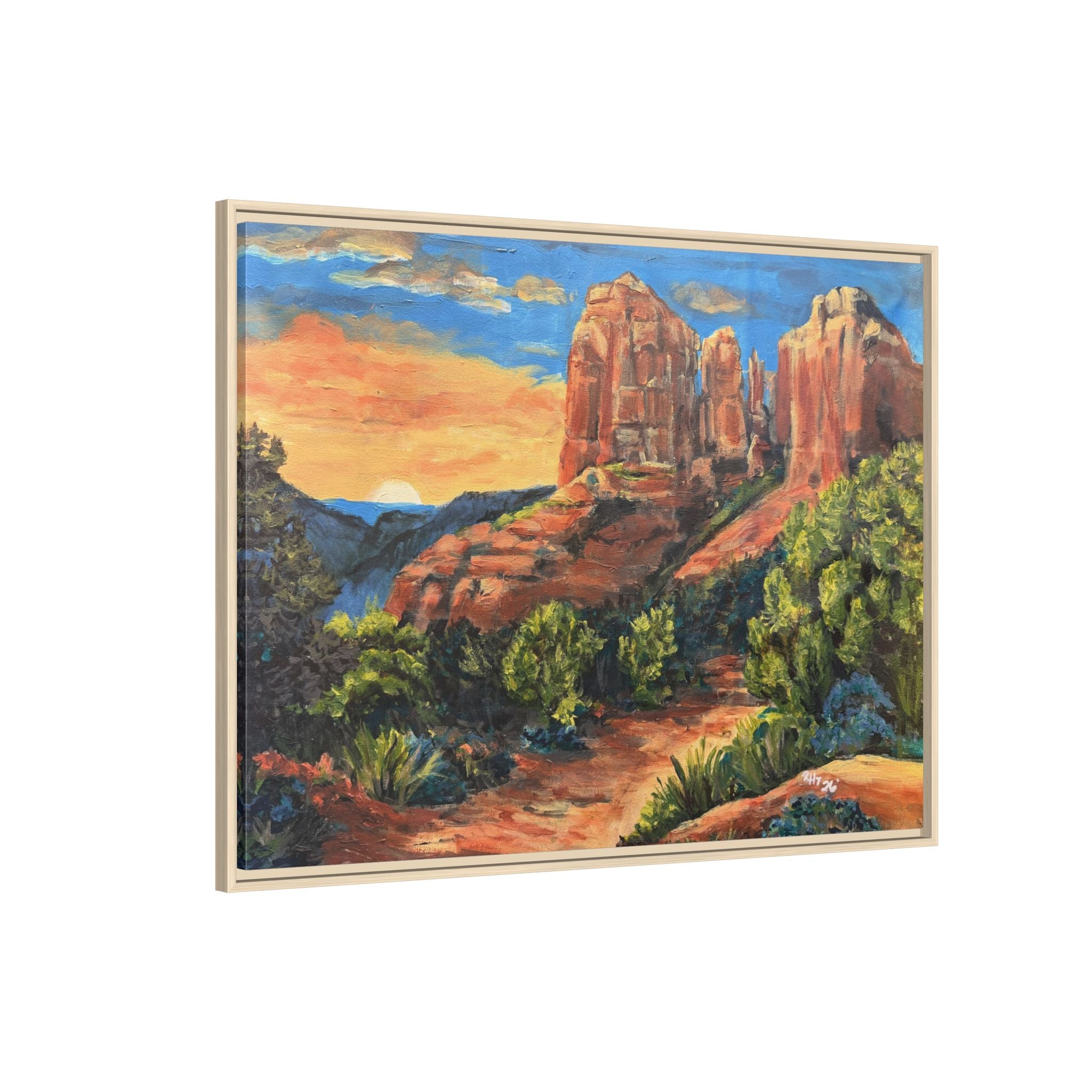 Framed Matte Canvas Desert Path Landscape Wall Art Print of Original
