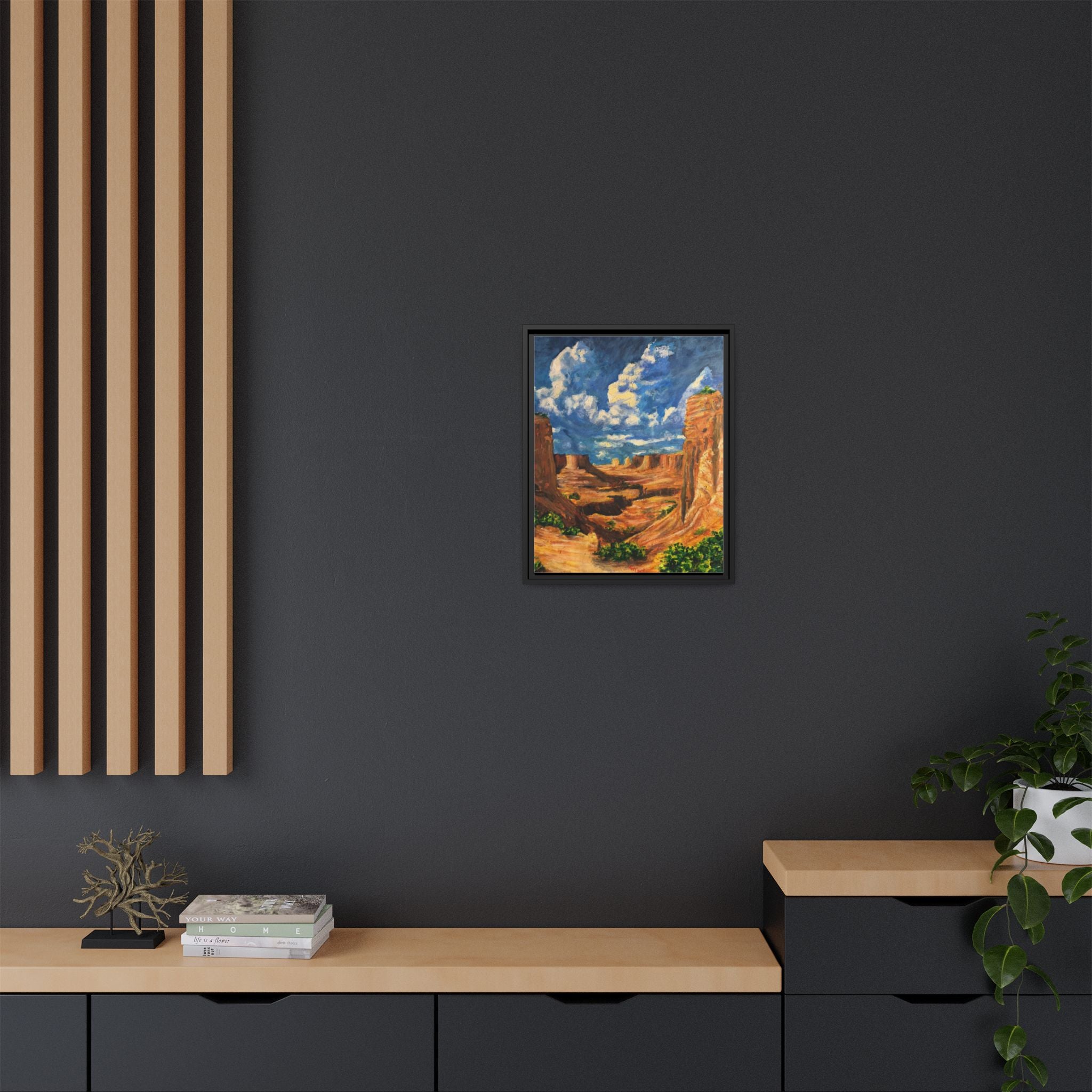 Framed Desert Canyon Matte Canvas Wall Art Print of Original — Southwestern Landscape Print