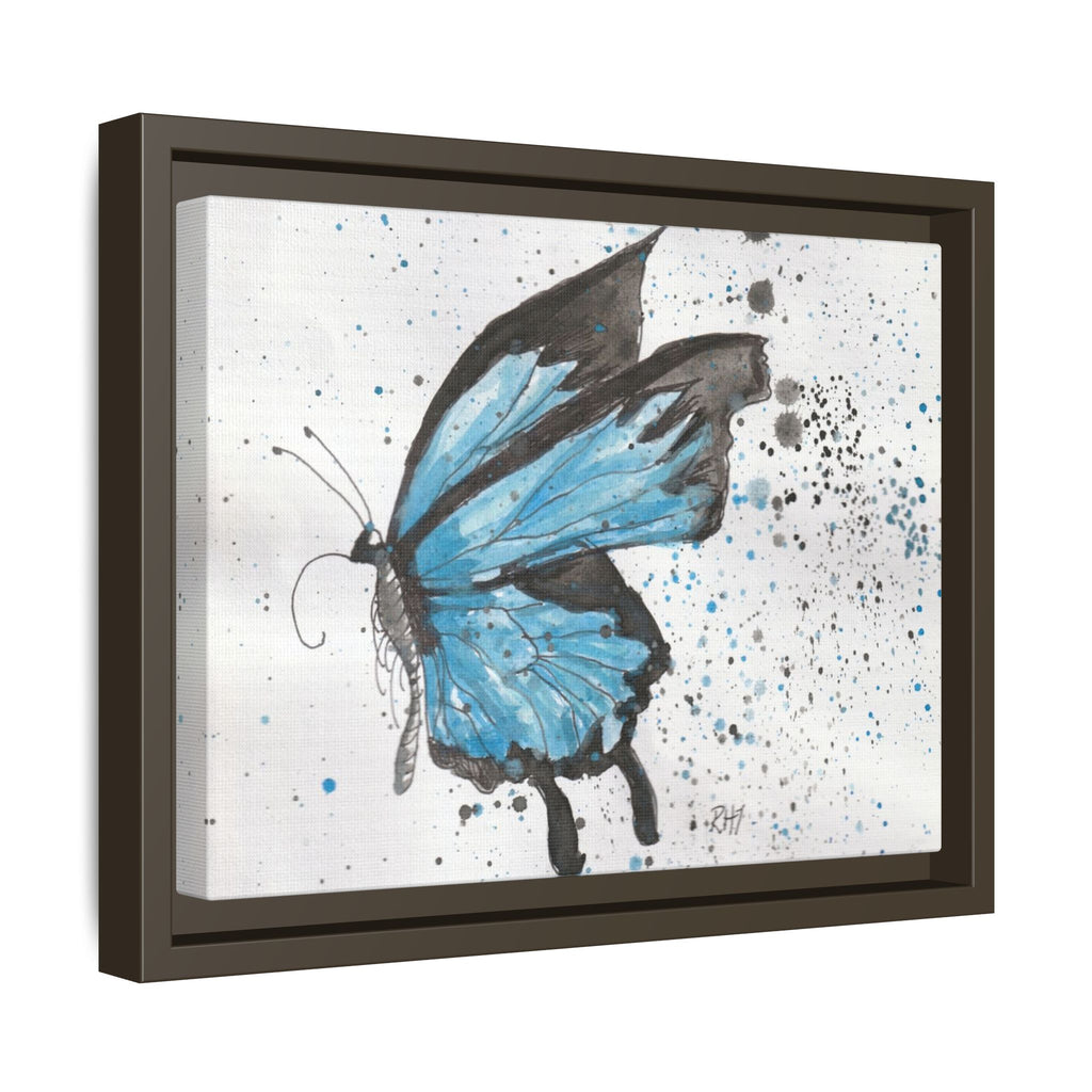 Blue Watercolor Butterfly Matte Canvas Print (Framed)