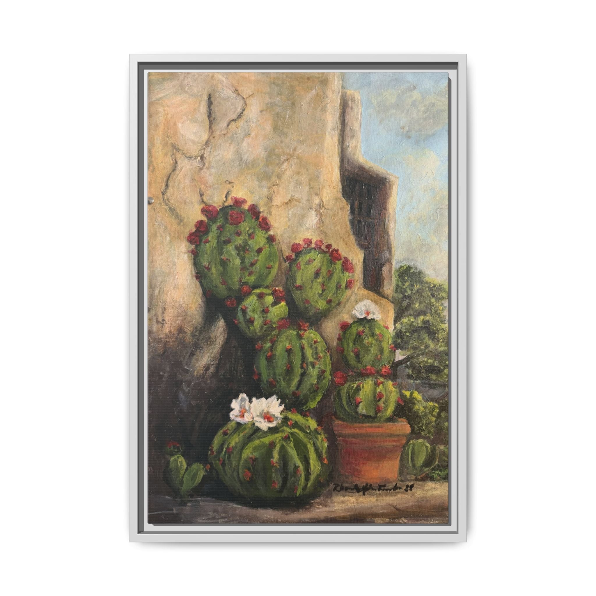 Matte Canvas Print of Original Desert Bloom, Framed (Multi-color)
