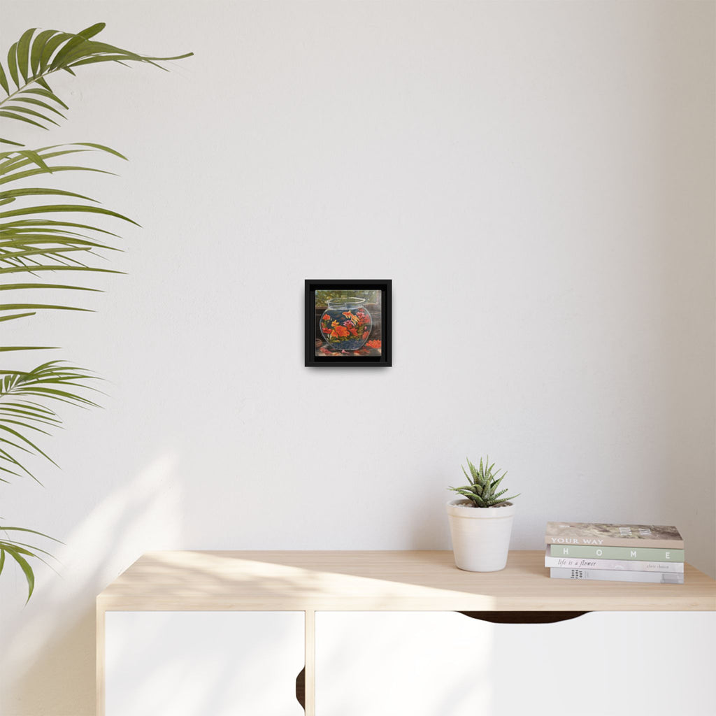 Framed Matte Canvas Print of Original– Colorful Goldfish Bowl Art