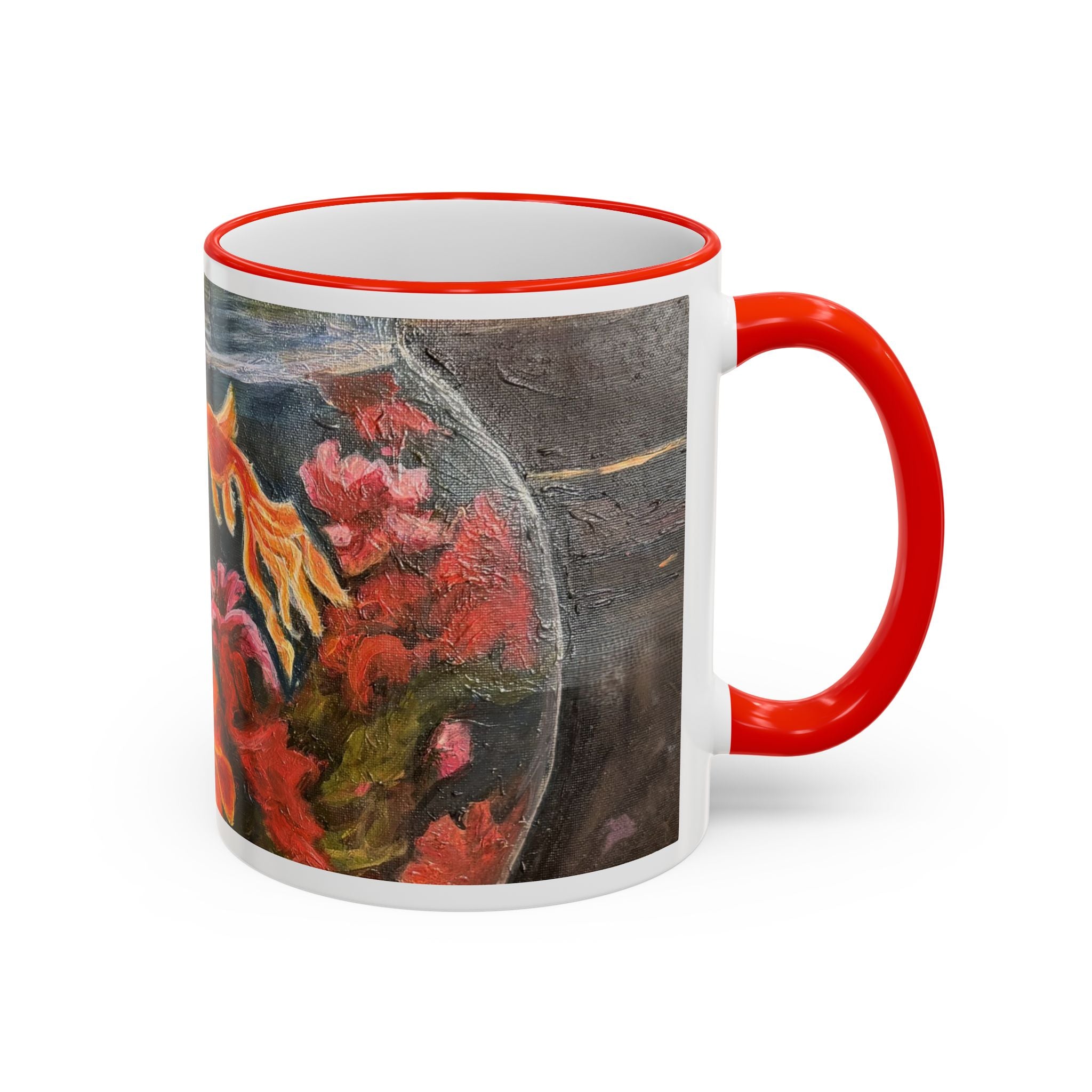 Koi Pond Accent Rim Mug – Artistic Goldfish Ceramic Coffee Cup (11oz/15oz)