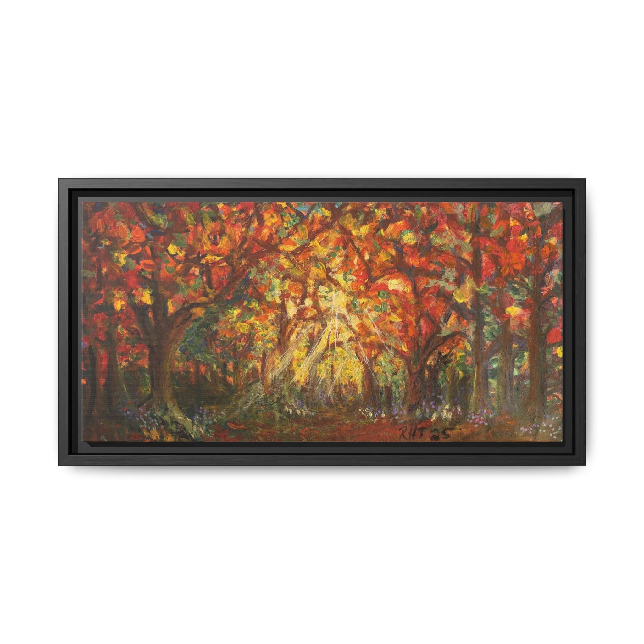 Autumn Grove Framed Canvas Print of Original — Vibrant Fall Forest Wall Art