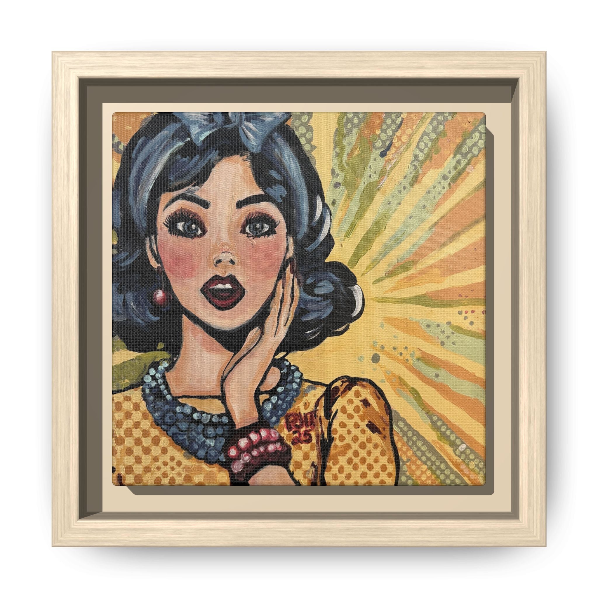 Pop Art Surprise Framed Canvas Print of Original "OMG"
