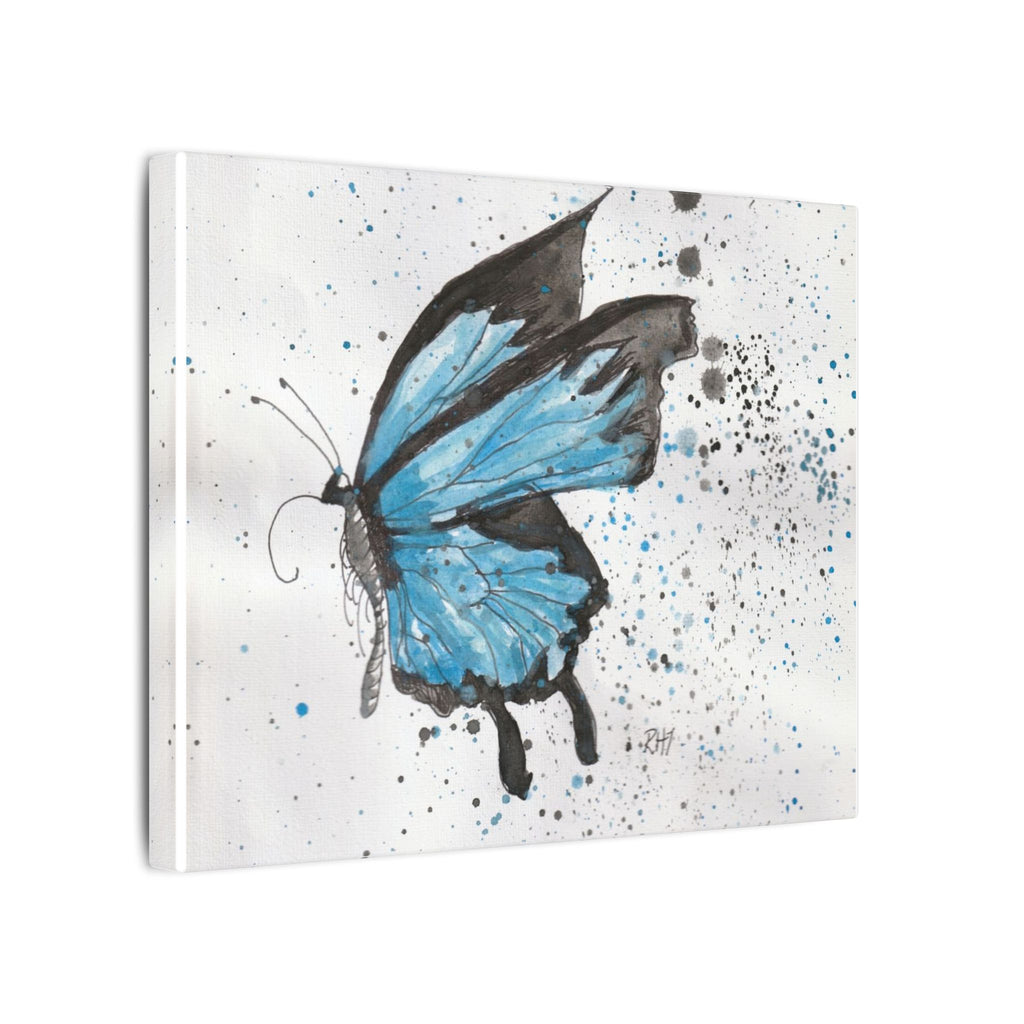 Blue Watercolor Butterfly Canvas Print — Stretched Matte Wall Art