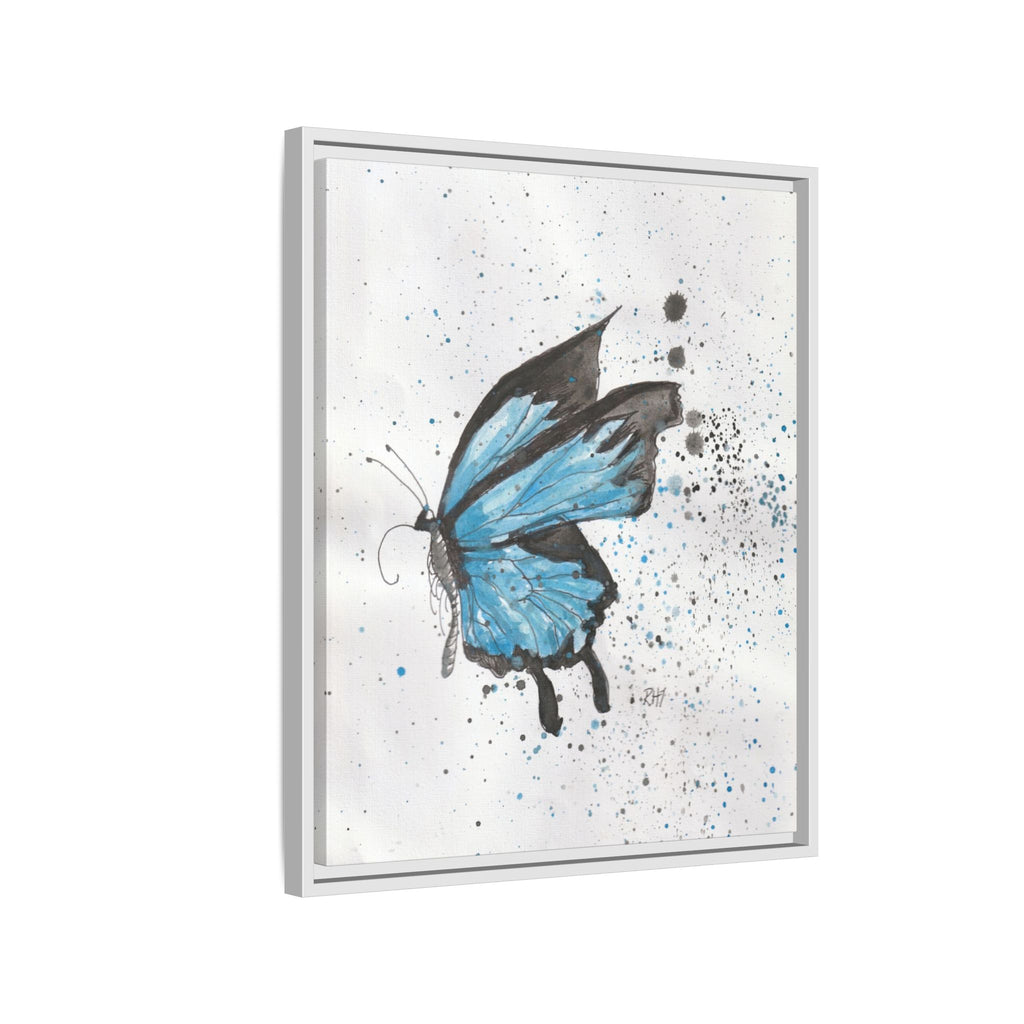 Blue Watercolor Butterfly Matte Canvas Print (Framed)