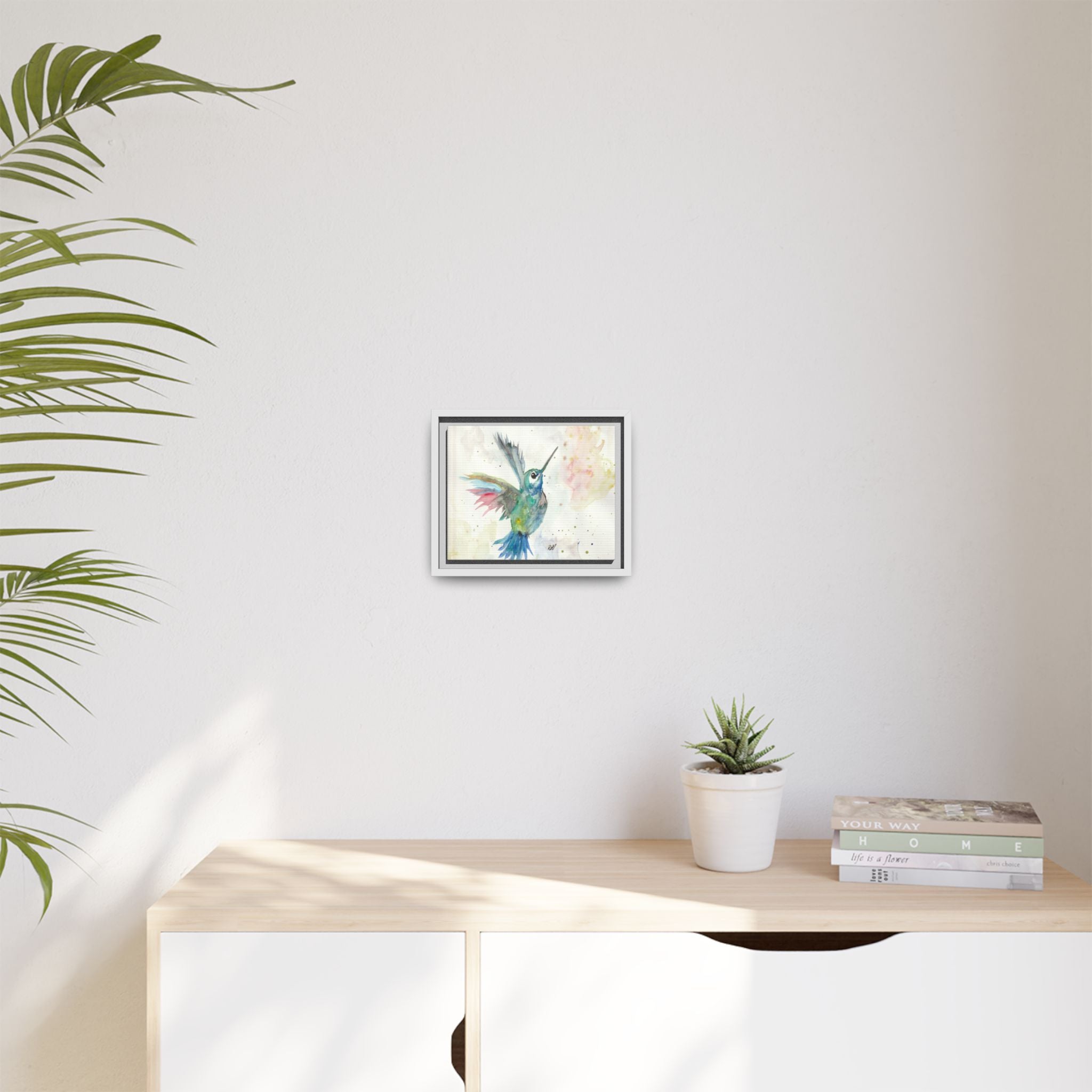 Higher Hummingbird Watercolor Framed Canvas Print of Original — Multicolor Matte Wall Art