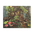 Enchanted Treehouse Canvas Wall Art — Fairy Cottage Woodland Print of Original