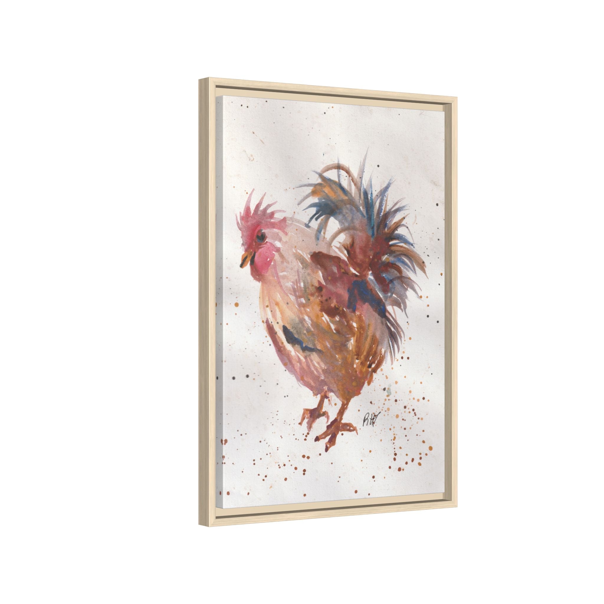 Watercolor Matte Canvas Print of Original Henrietta — Framed Farmhouse Wall Art