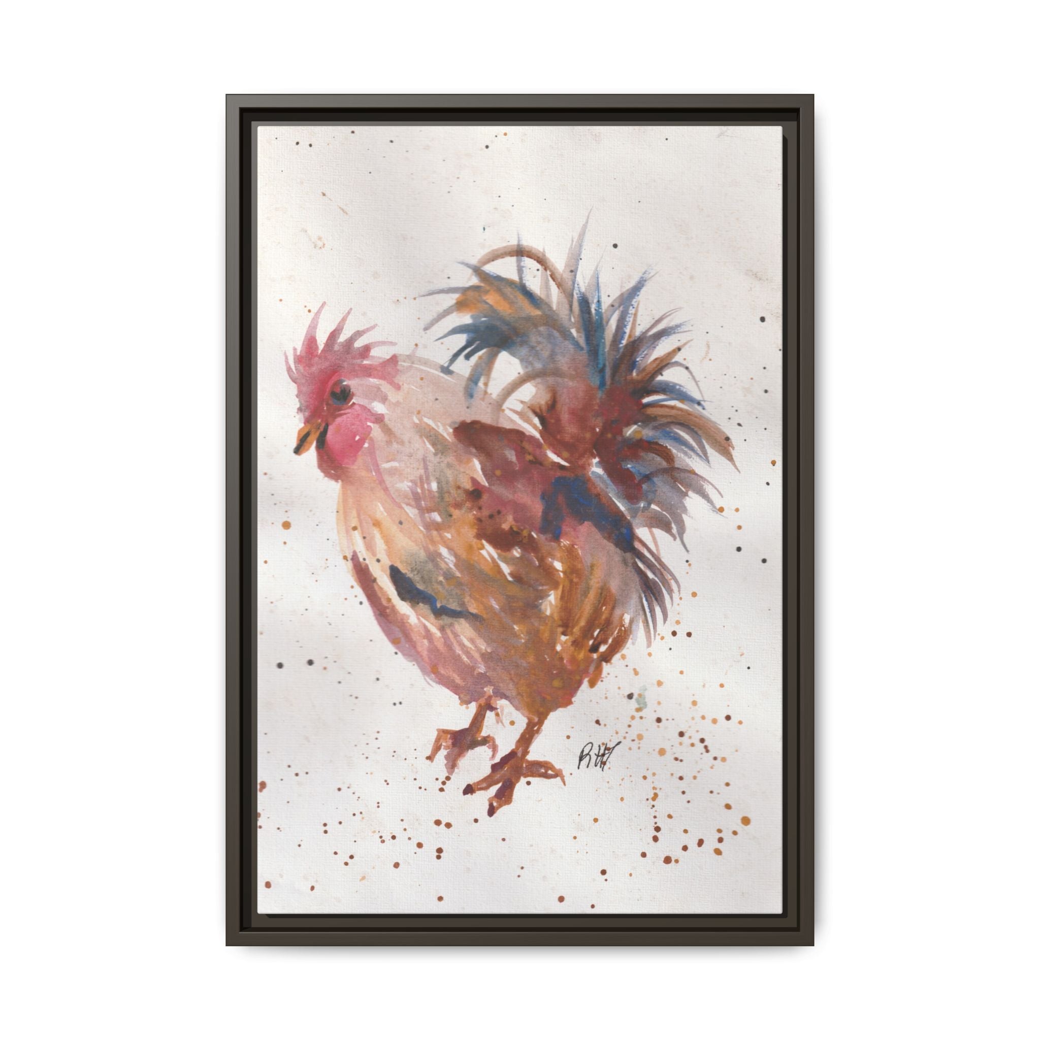 Watercolor Matte Canvas Print of Original Henrietta — Framed Farmhouse Wall Art