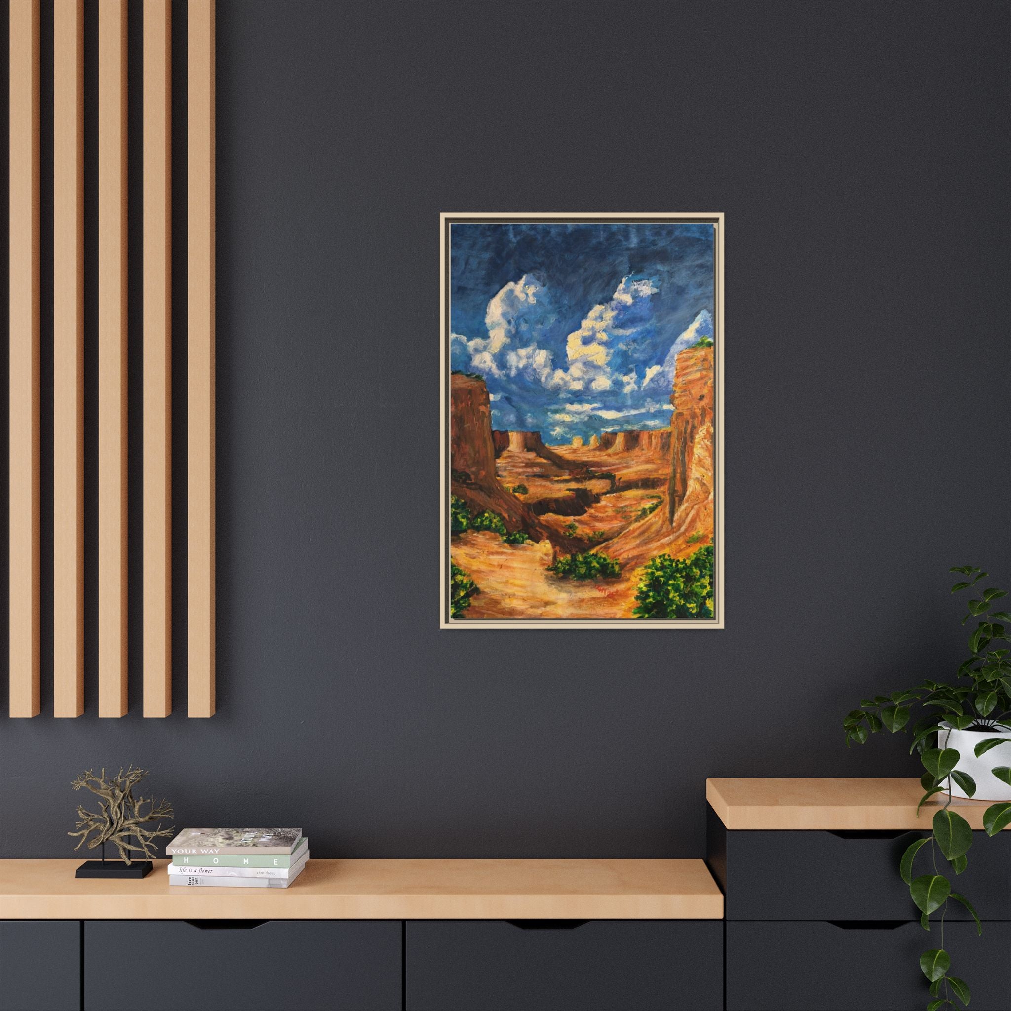 Framed Desert Canyon Matte Canvas Wall Art Print of Original — Southwestern Landscape Print