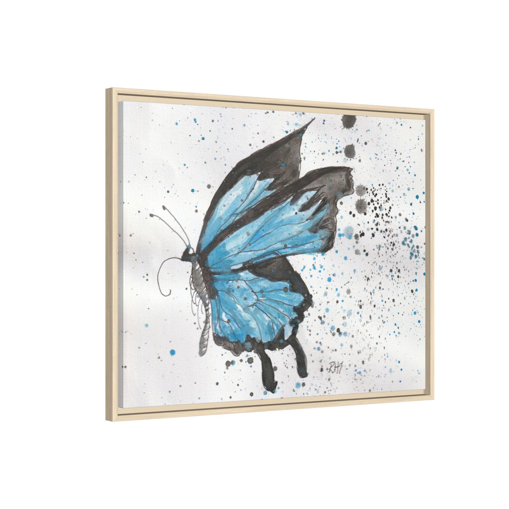 Blue Watercolor Butterfly Matte Canvas Print (Framed)