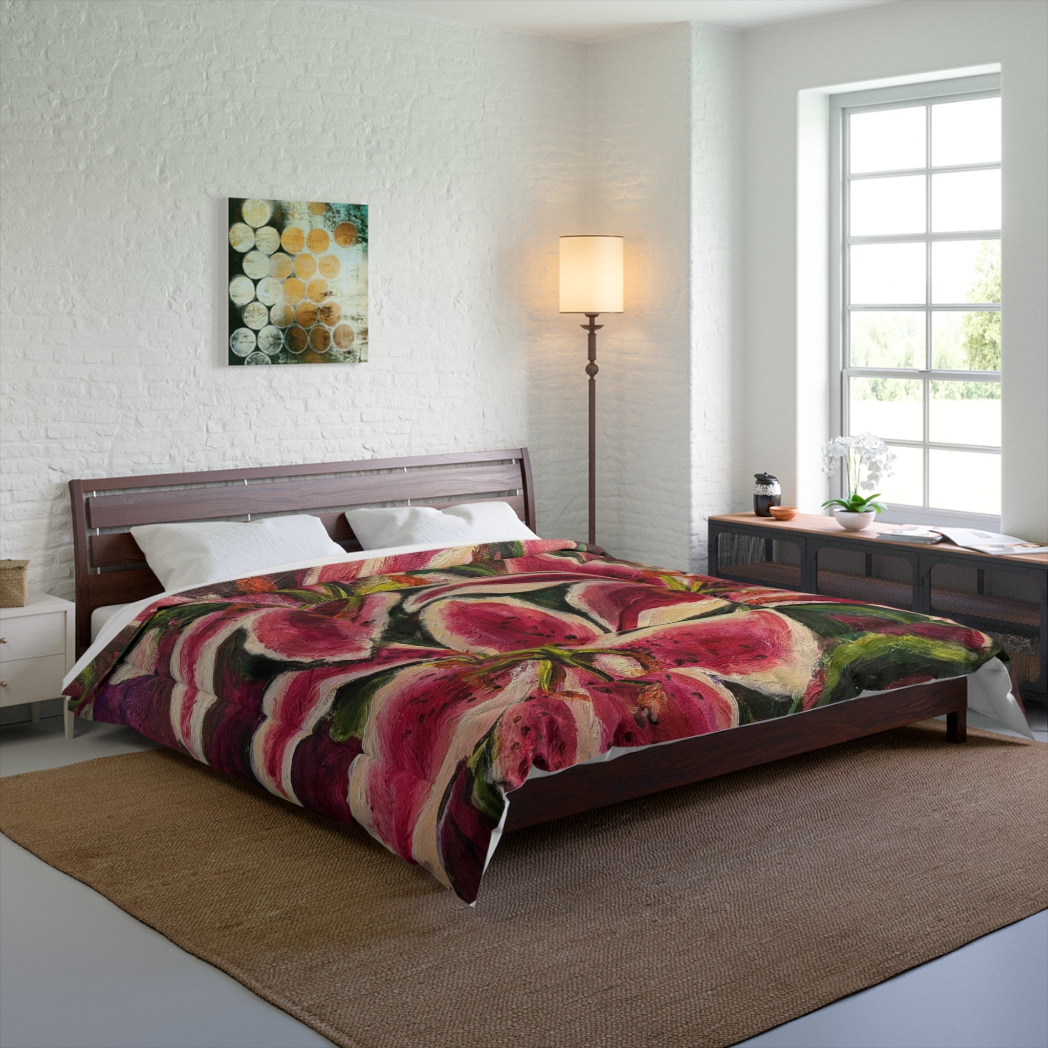 Floral Stargazer Lily Comforter – Bold Pink Botanical Bedding