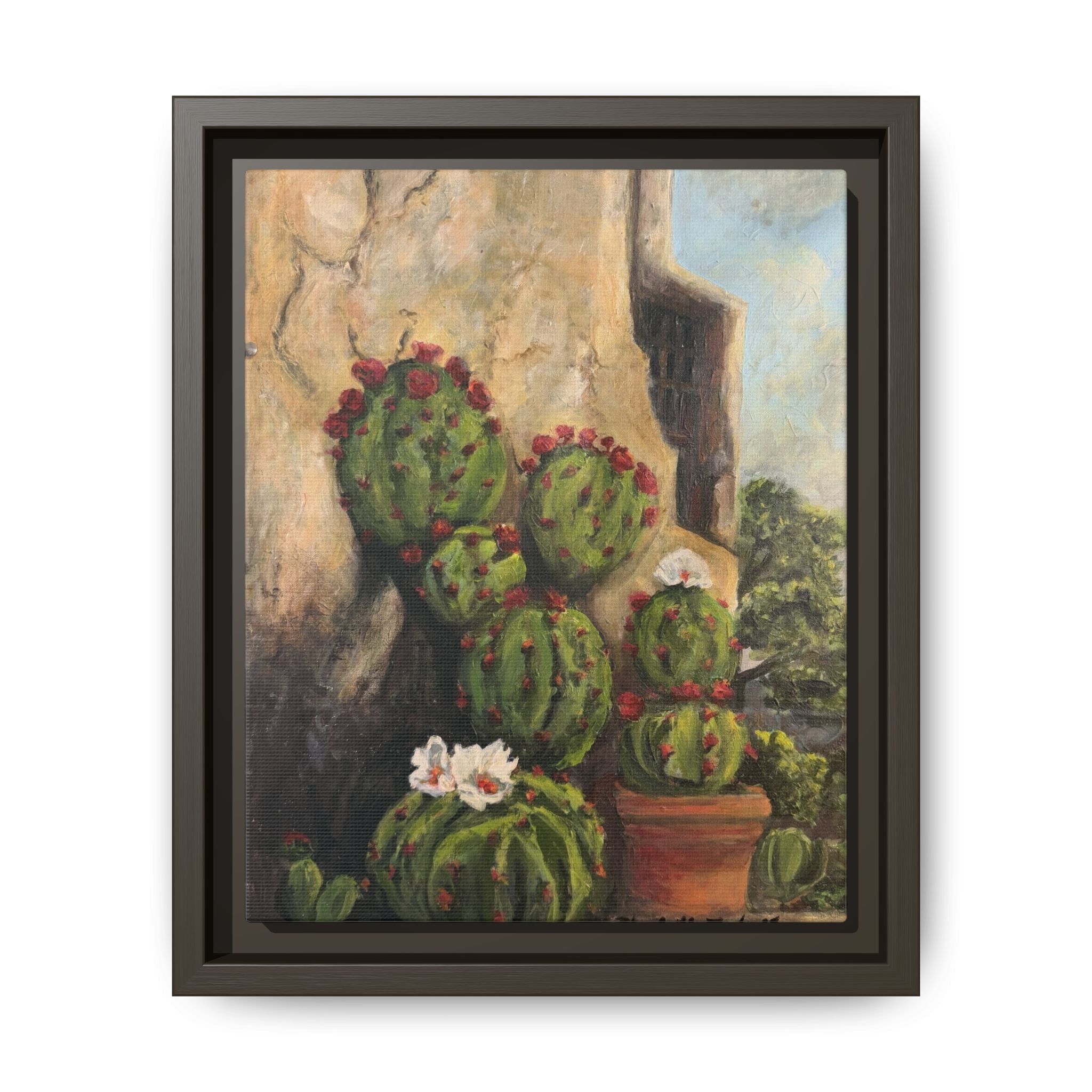 Matte Canvas Print of Original Desert Bloom, Framed (Multi-color)