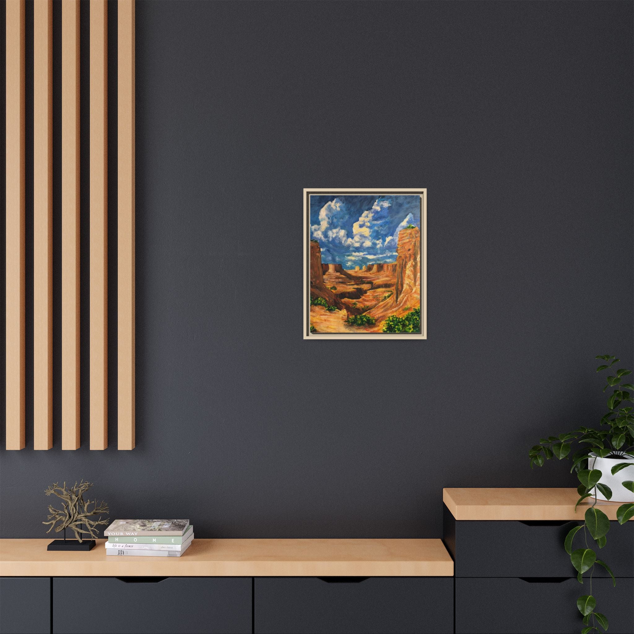Framed Desert Canyon Matte Canvas Wall Art Print of Original — Southwestern Landscape Print