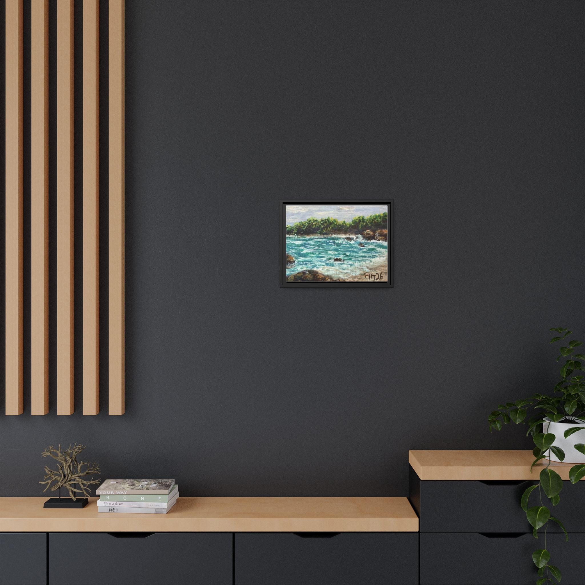 Framed Matte Canvas Print — Down By The Bay Print of Original - Turquoise Ocean Seascape Painting