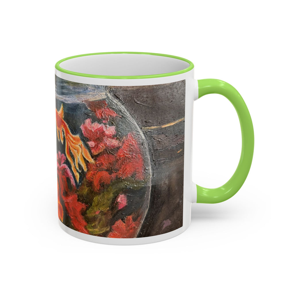 Koi Pond Accent Rim Mug – Artistic Goldfish Ceramic Coffee Cup (11oz/15oz)