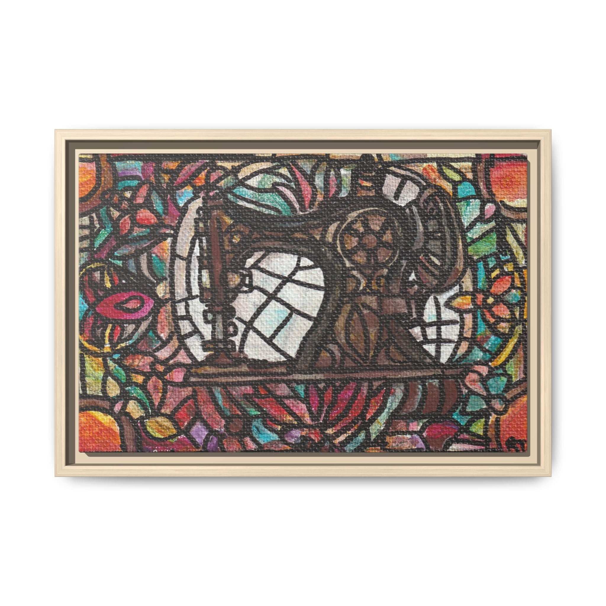Framed Sewing Machine Stained-Glass Canvas Print of Original Great Grandma's Sewing Machine