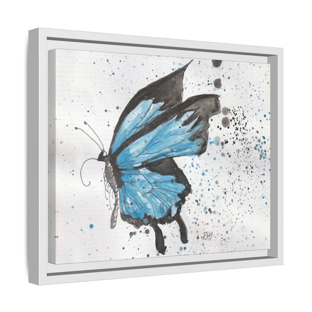 Blue Watercolor Butterfly Matte Canvas Print (Framed)