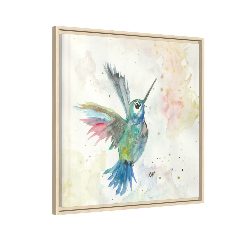 Higher Hummingbird Watercolor Framed Canvas Print of Original — Multicolor Matte Wall Art