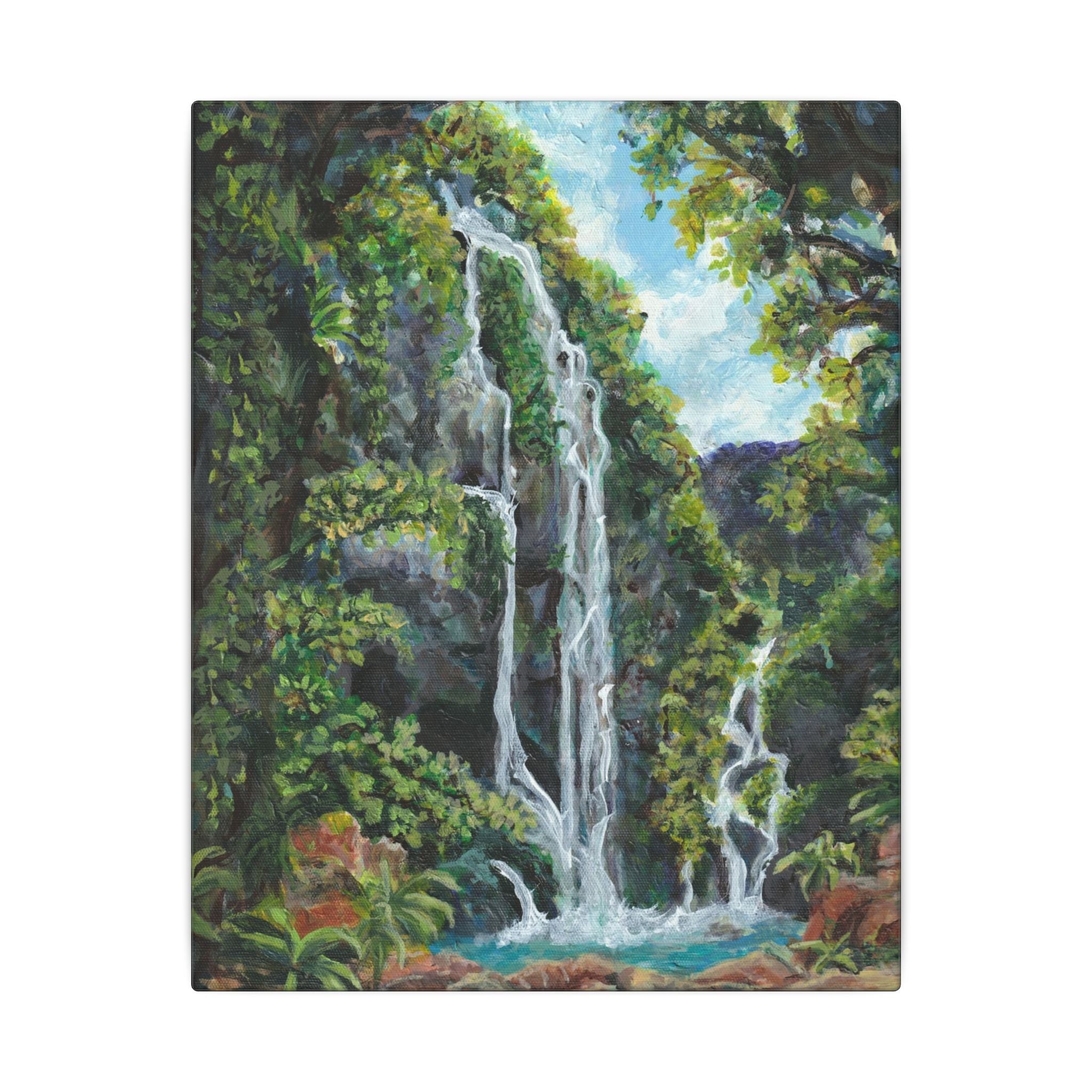 Hidden Falls Canvas Wall Art — Tropical Forest Matte Stretched Print of Original