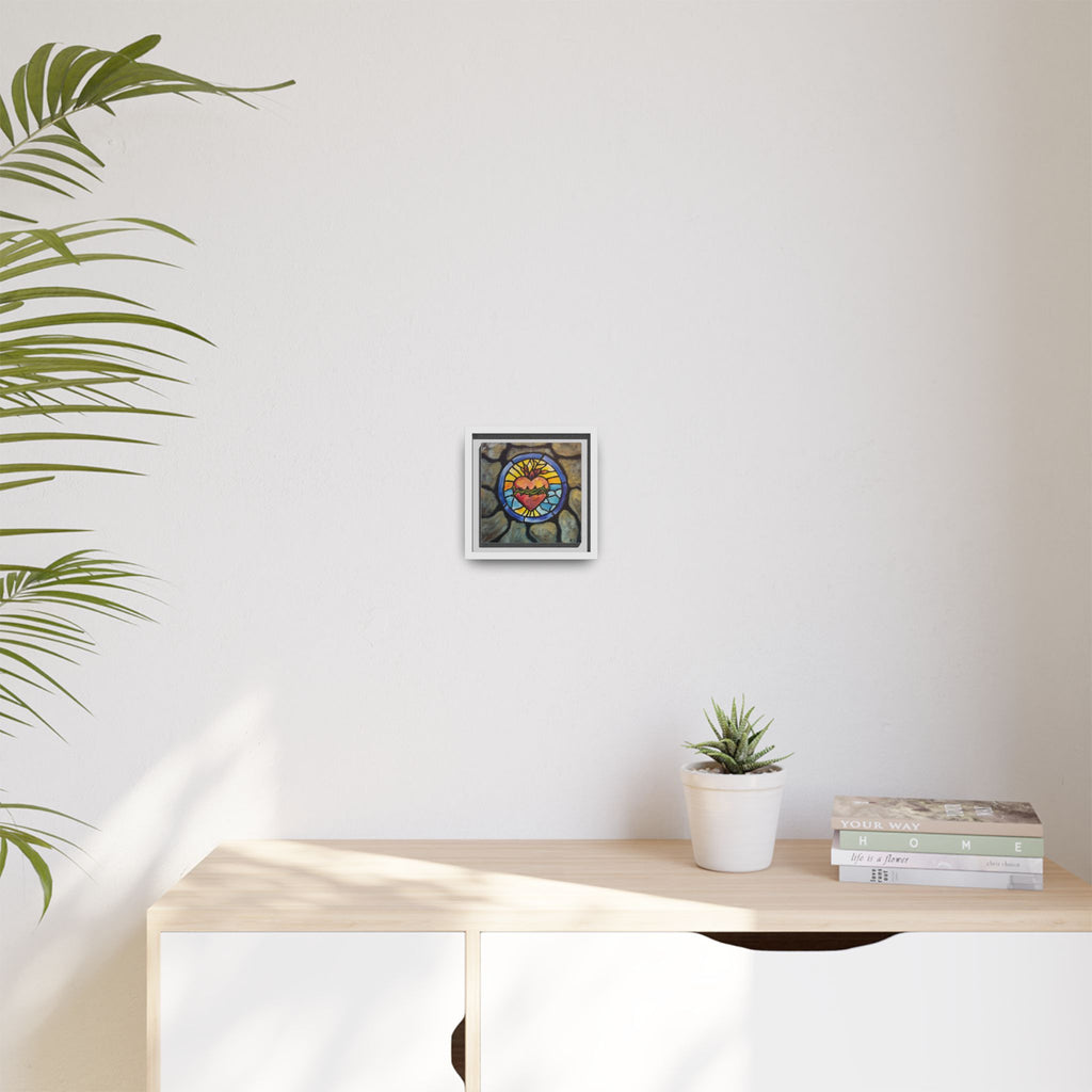 Sacred Heart Stained Glass Print — Framed Matte Canvas