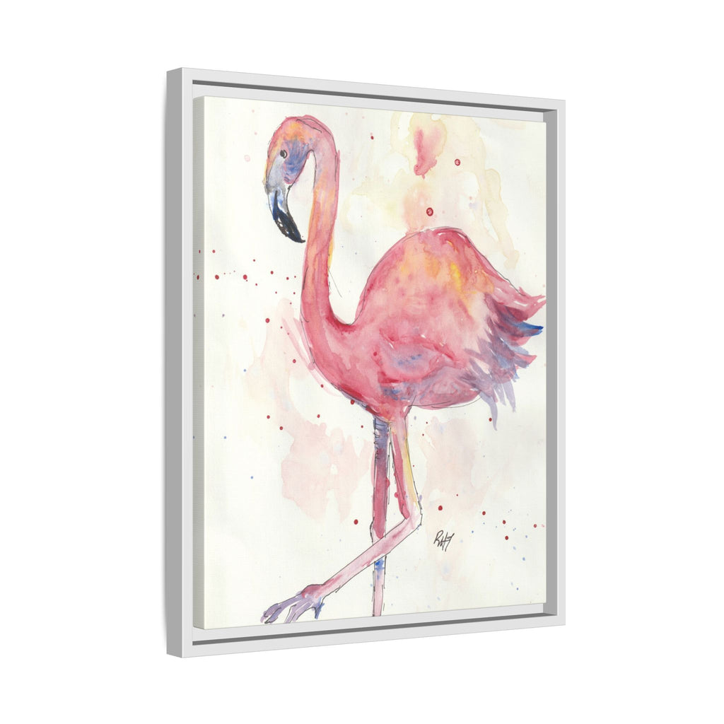 Watercolor Flamingo Dance Matte Canvas Framed Art Print of Original