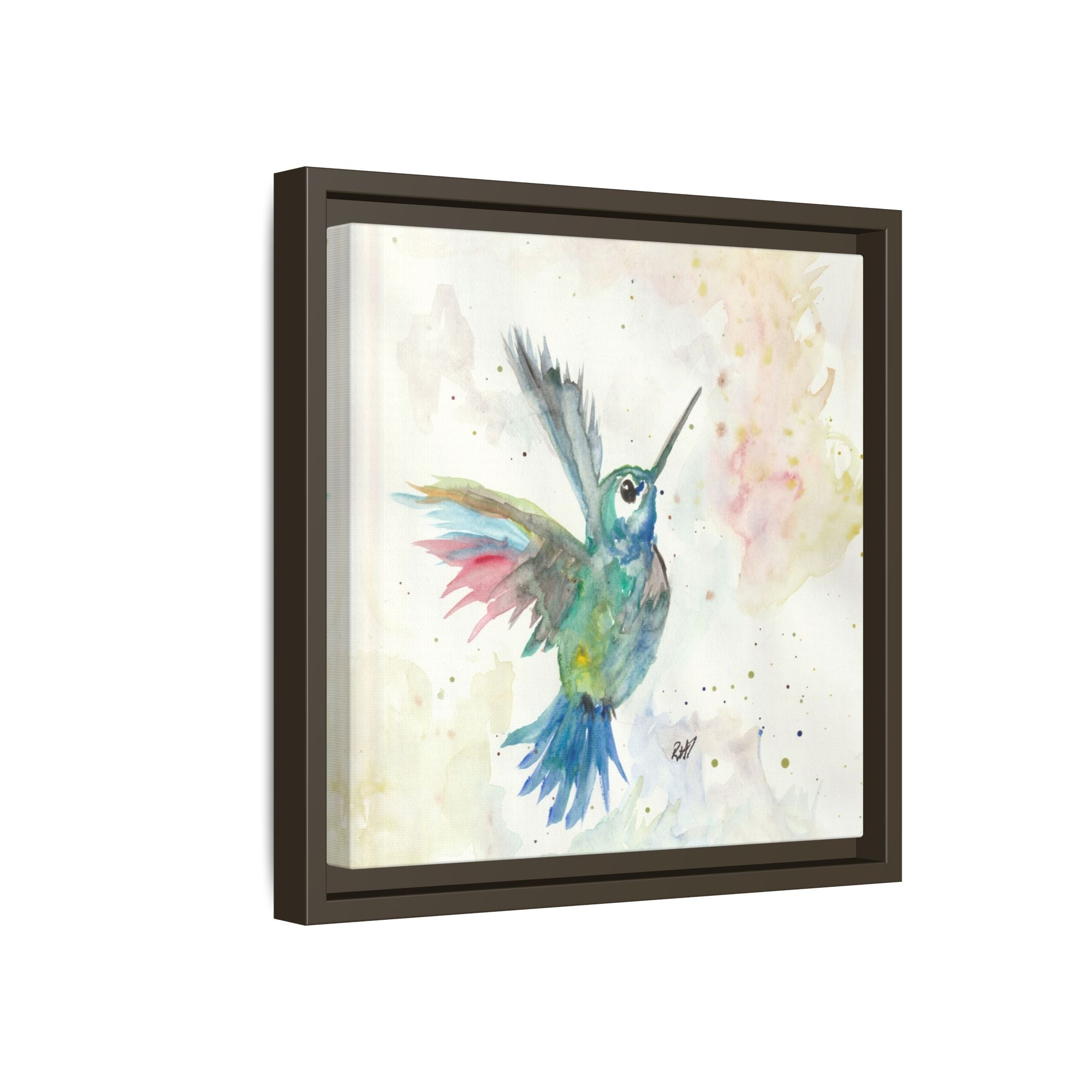 Higher Hummingbird Watercolor Framed Canvas Print of Original — Multicolor Matte Wall Art