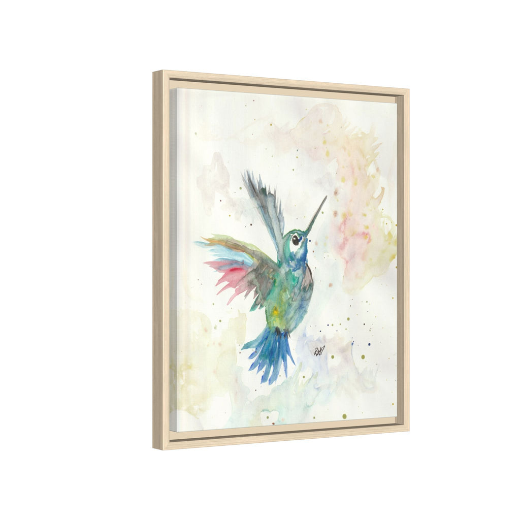 Higher Hummingbird Watercolor Framed Canvas Print of Original — Multicolor Matte Wall Art