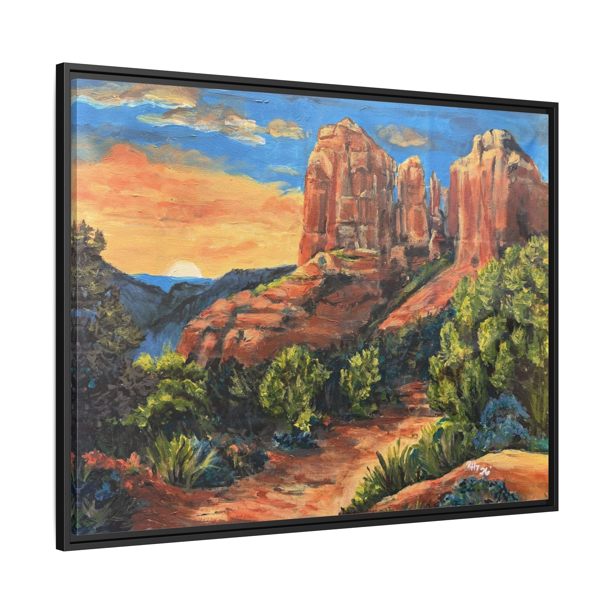 Framed Matte Canvas Desert Path Landscape Wall Art Print of Original