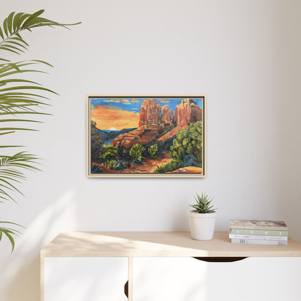 Framed Matte Canvas Desert Path Landscape Wall Art Print of Original