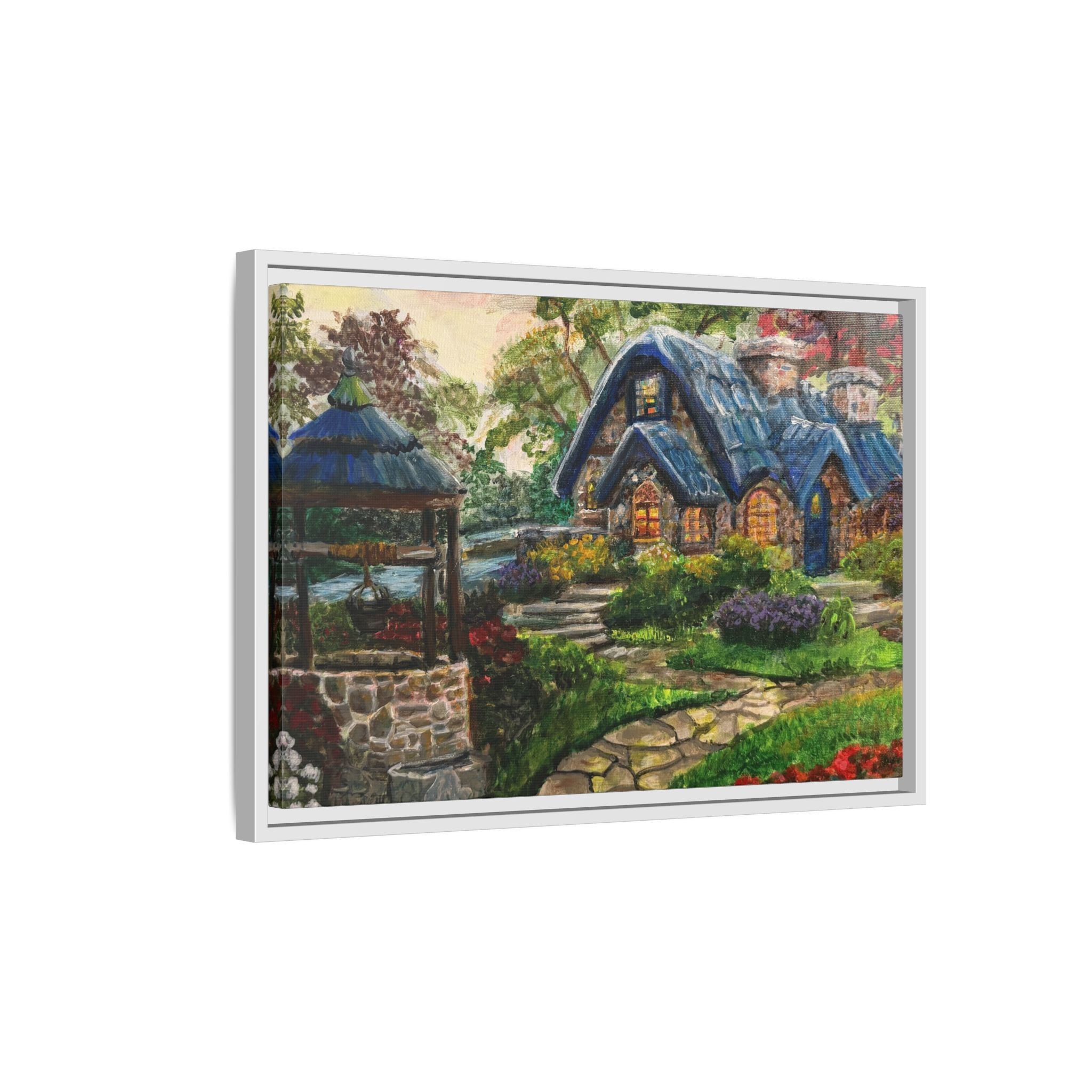 Framed Matte Canvas Cottage Well - Print of Original— Cozy Garden Pathway Print