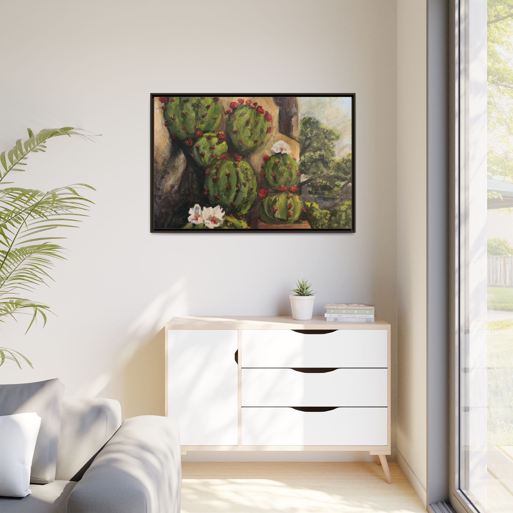 Matte Canvas Print of Original Desert Bloom, Framed (Multi-color)