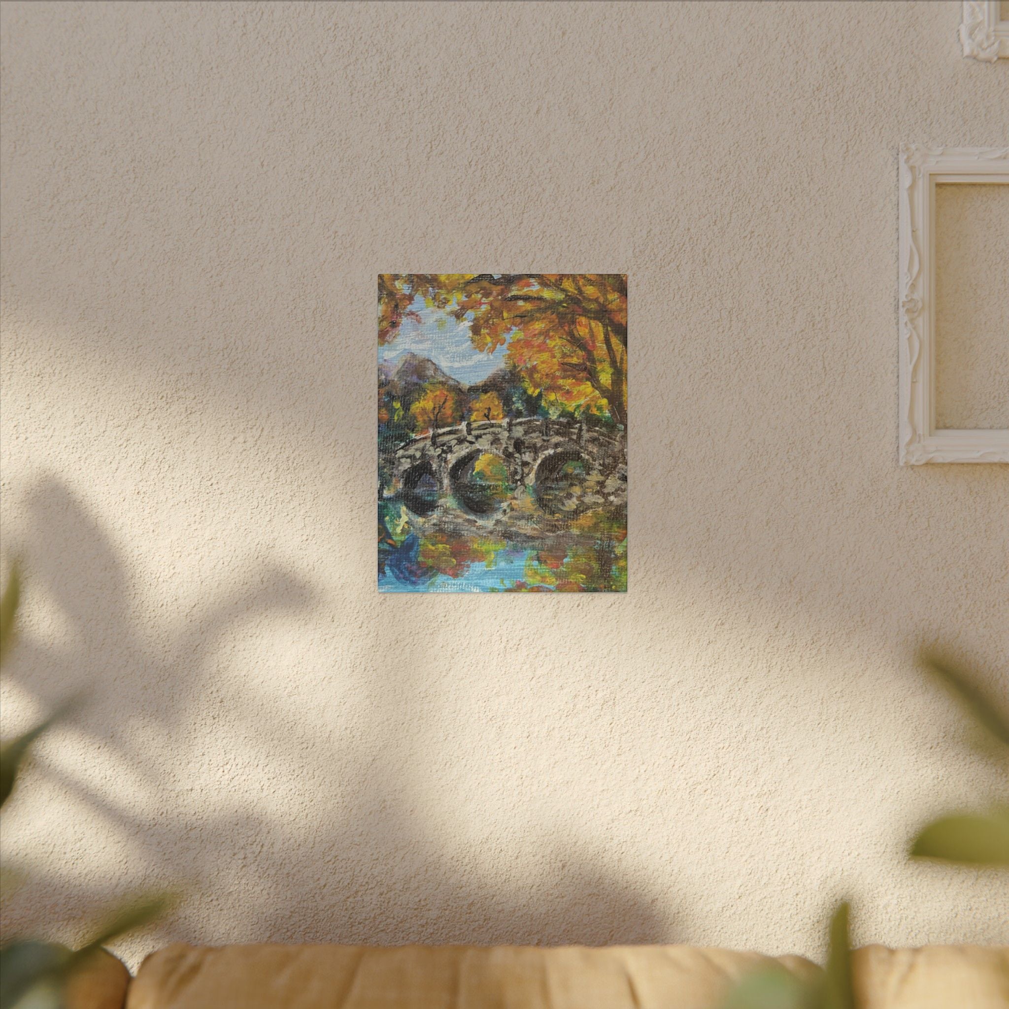 Autumn Bridge Canvas Print of Original  — Fall Landscape Wall Art