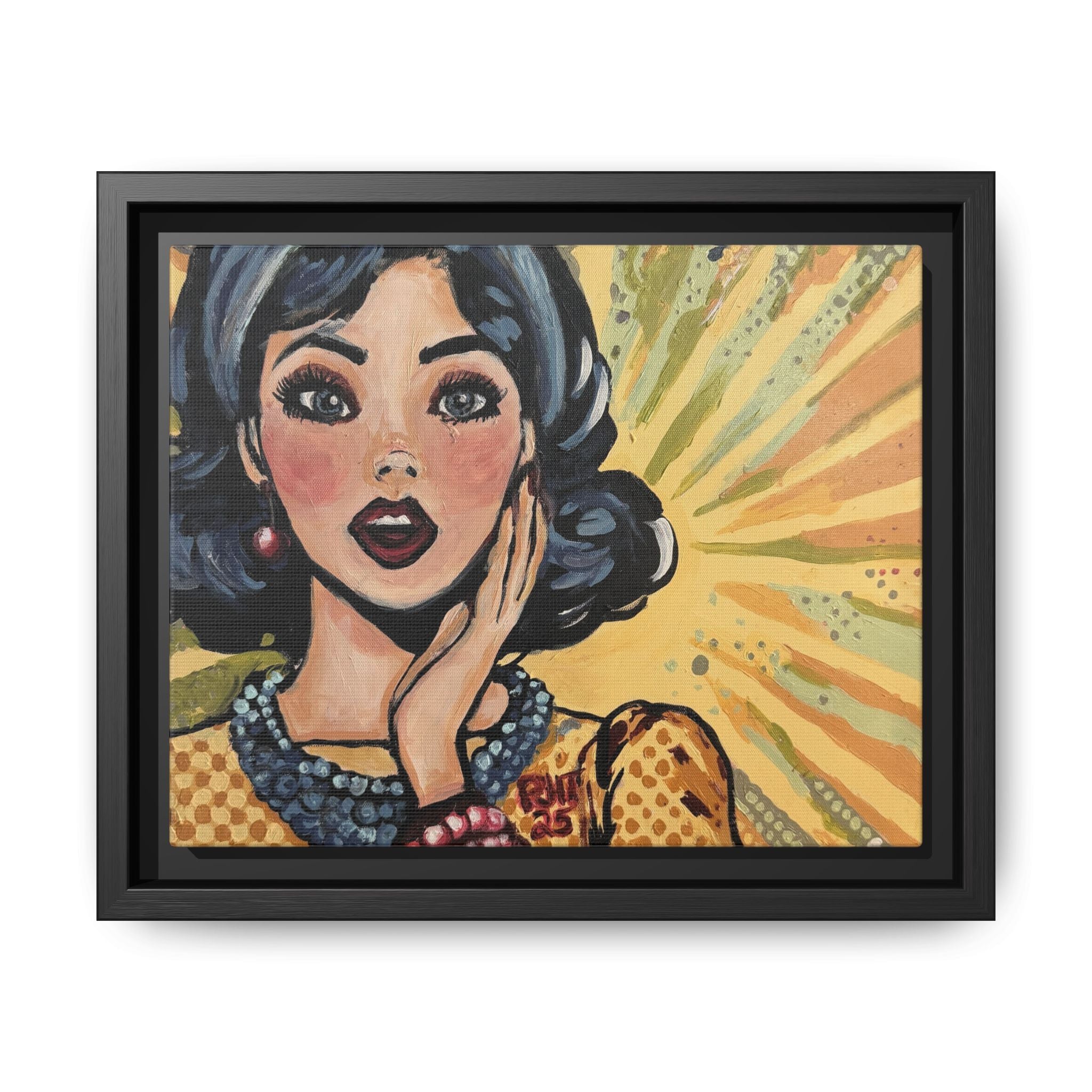 Pop Art Surprise Framed Canvas Print of Original "OMG"