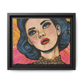 Pop Art Portrait Matte Canvas Print of Original "OMG" (Framed) — Retro Blue-Haired Woman Wall Art