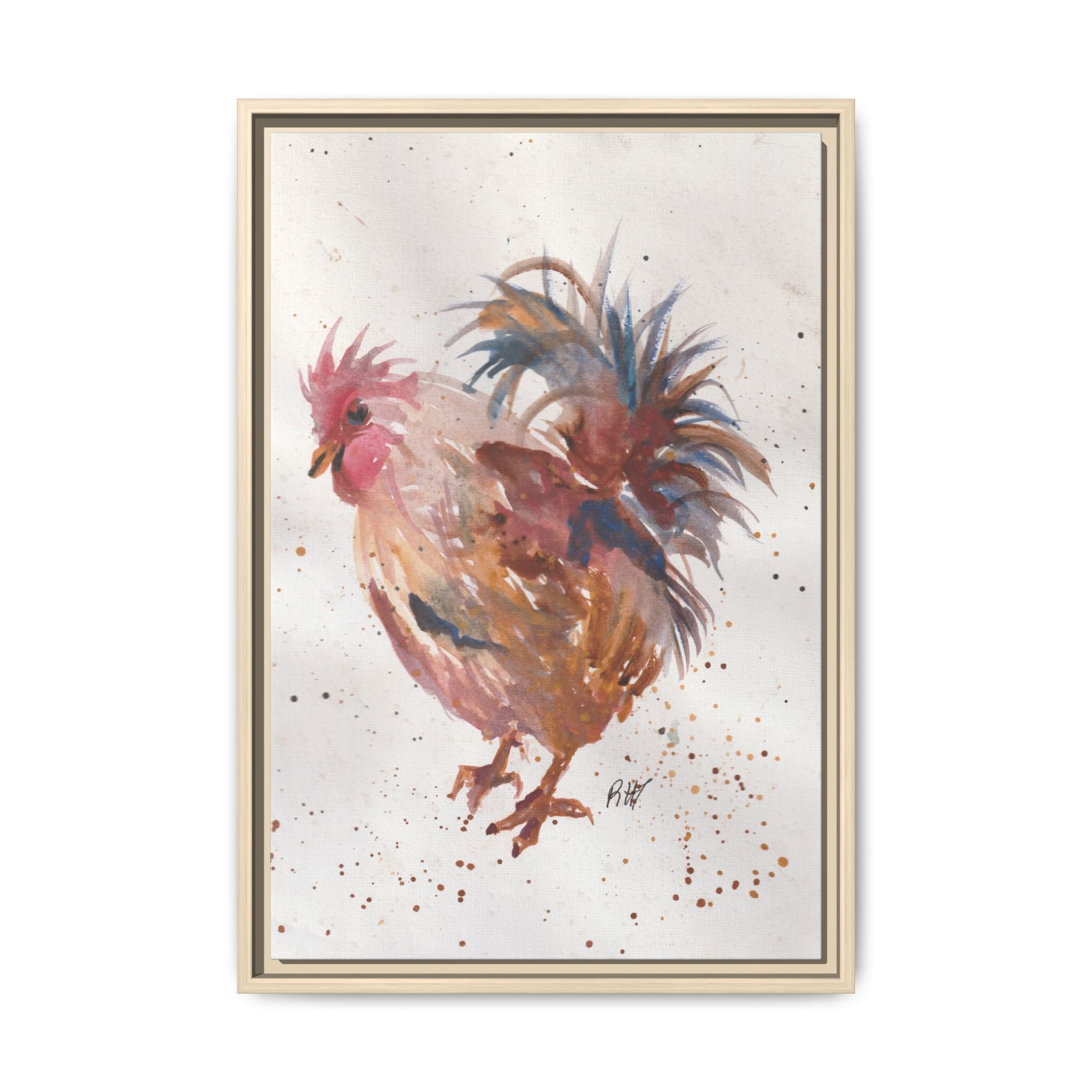 Watercolor Matte Canvas Print of Original Henrietta — Framed Farmhouse Wall Art