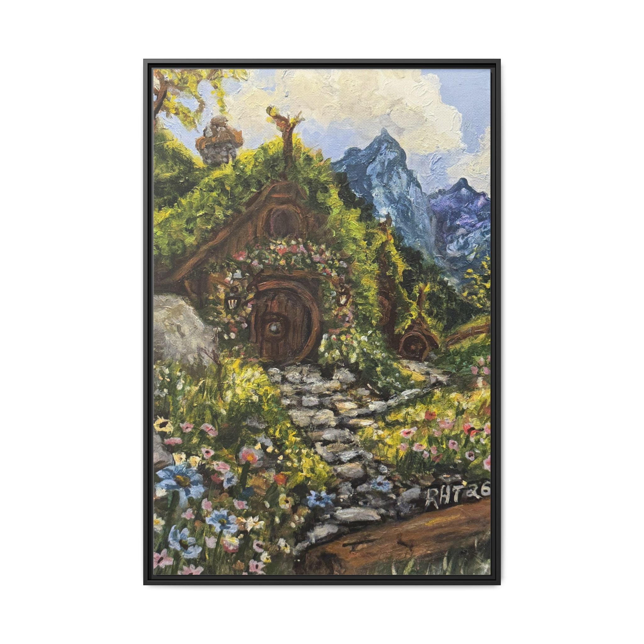 Framed Matte Canvas Print of Original– Home On The Shire Landscape Art
