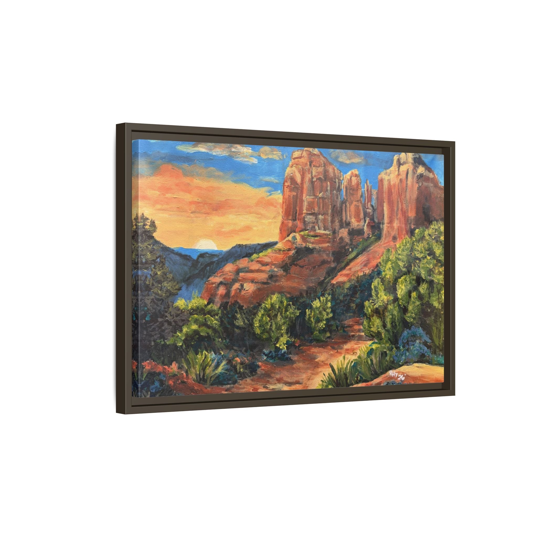 Framed Matte Canvas Desert Path Landscape Wall Art Print of Original