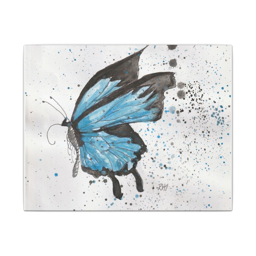 Blue Watercolor Butterfly Canvas Print — Stretched Matte Wall Art