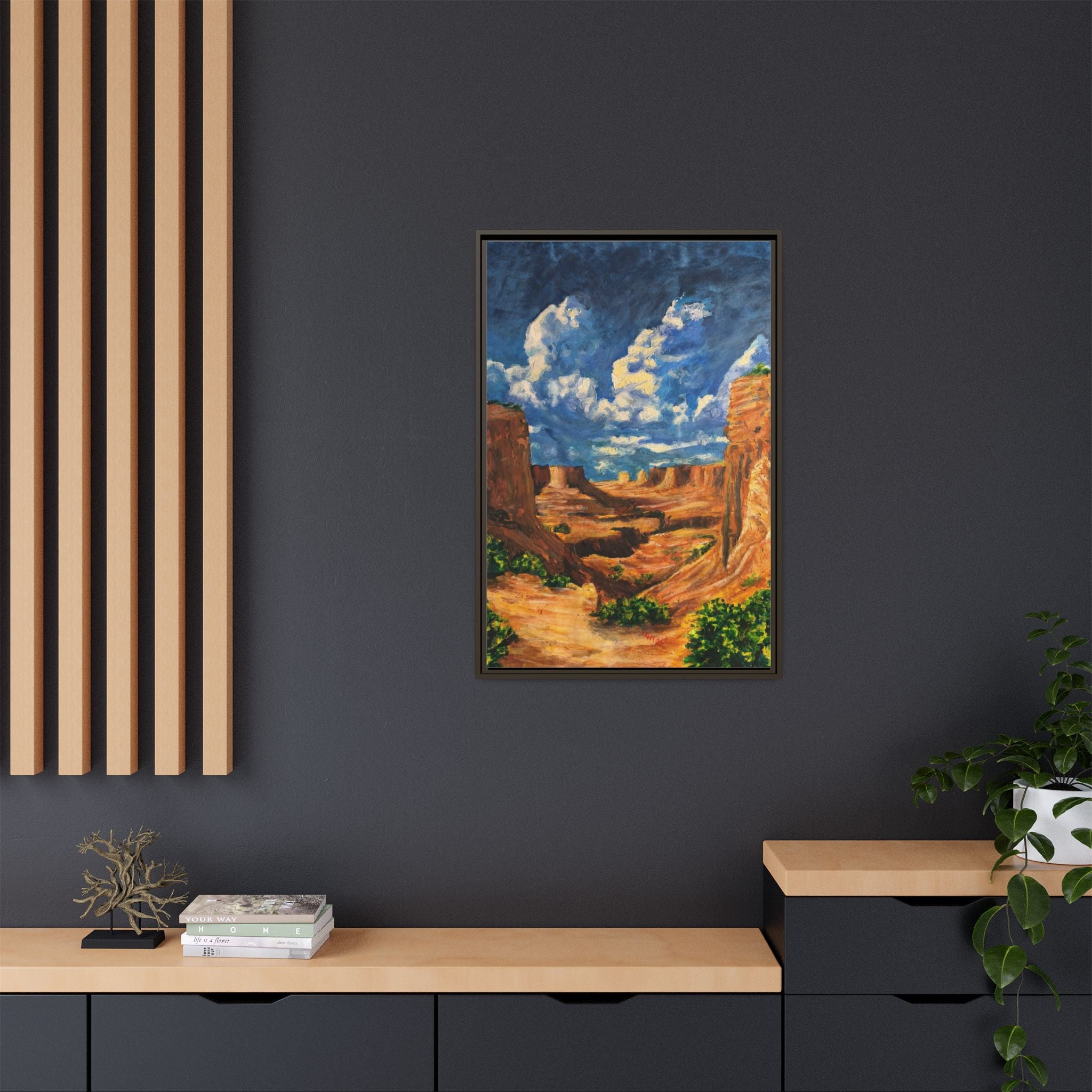 Framed Desert Canyon Matte Canvas Wall Art Print of Original — Southwestern Landscape Print