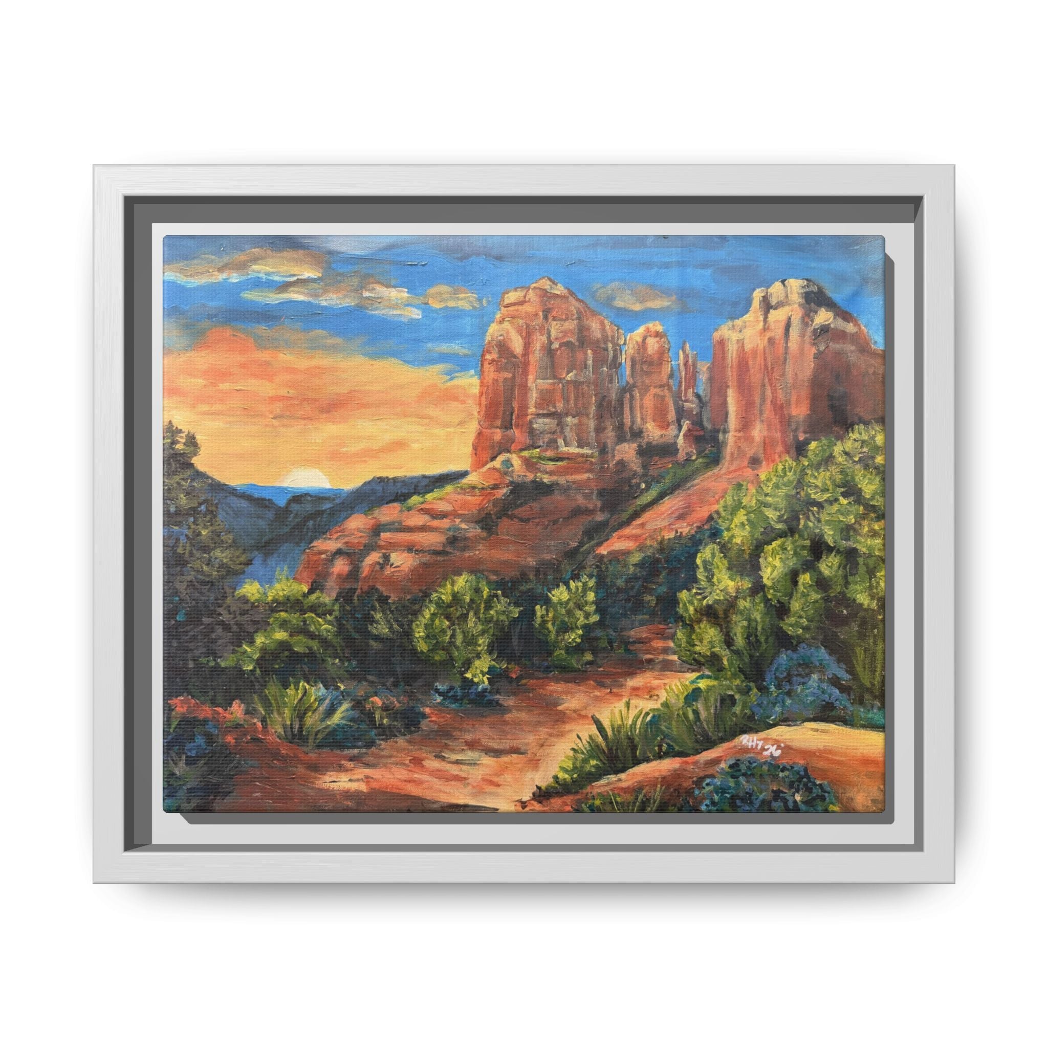 Framed Matte Canvas Desert Path Landscape Wall Art Print of Original