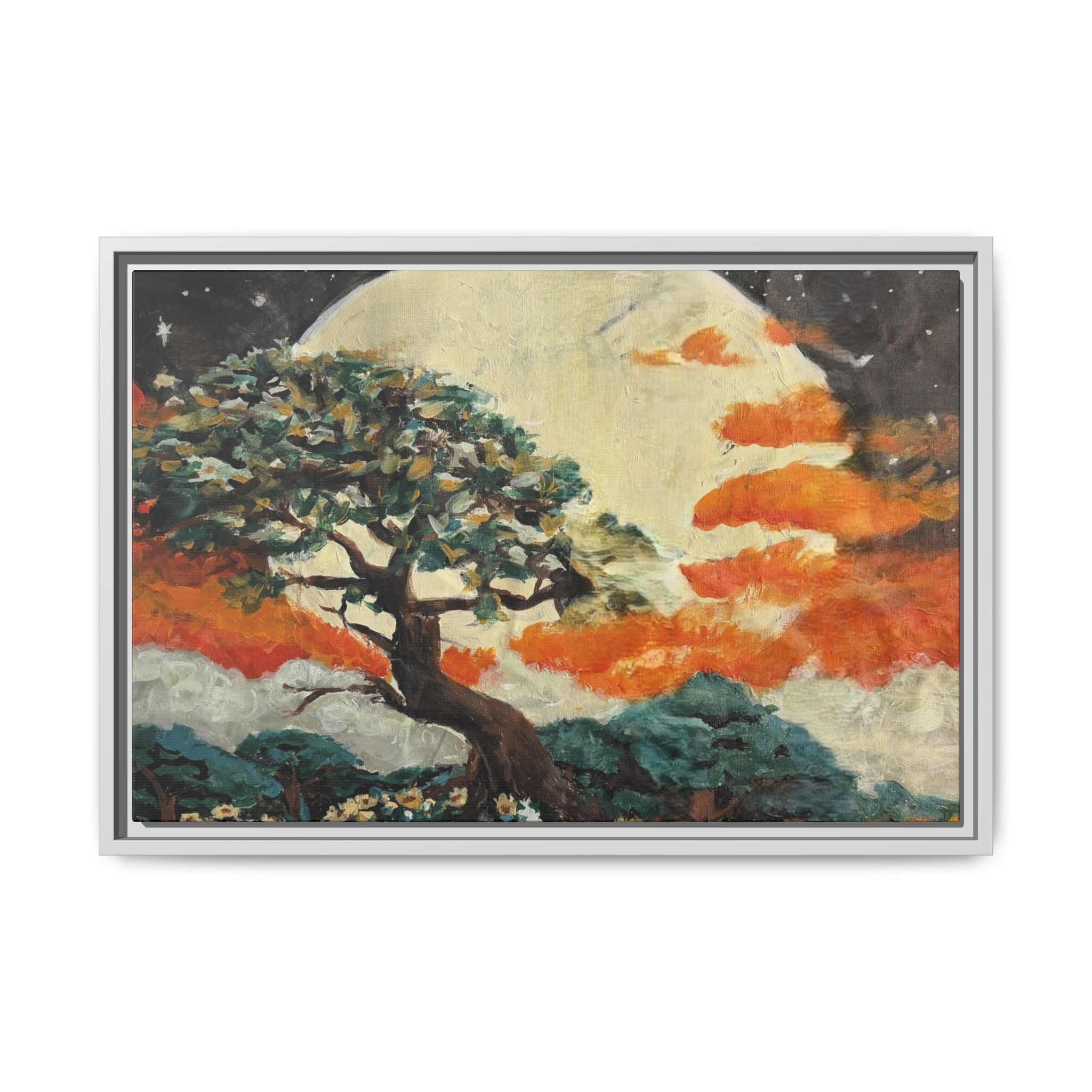Framed Matte Canvas Print of Original — Lunar Glow Landscape Wall Art