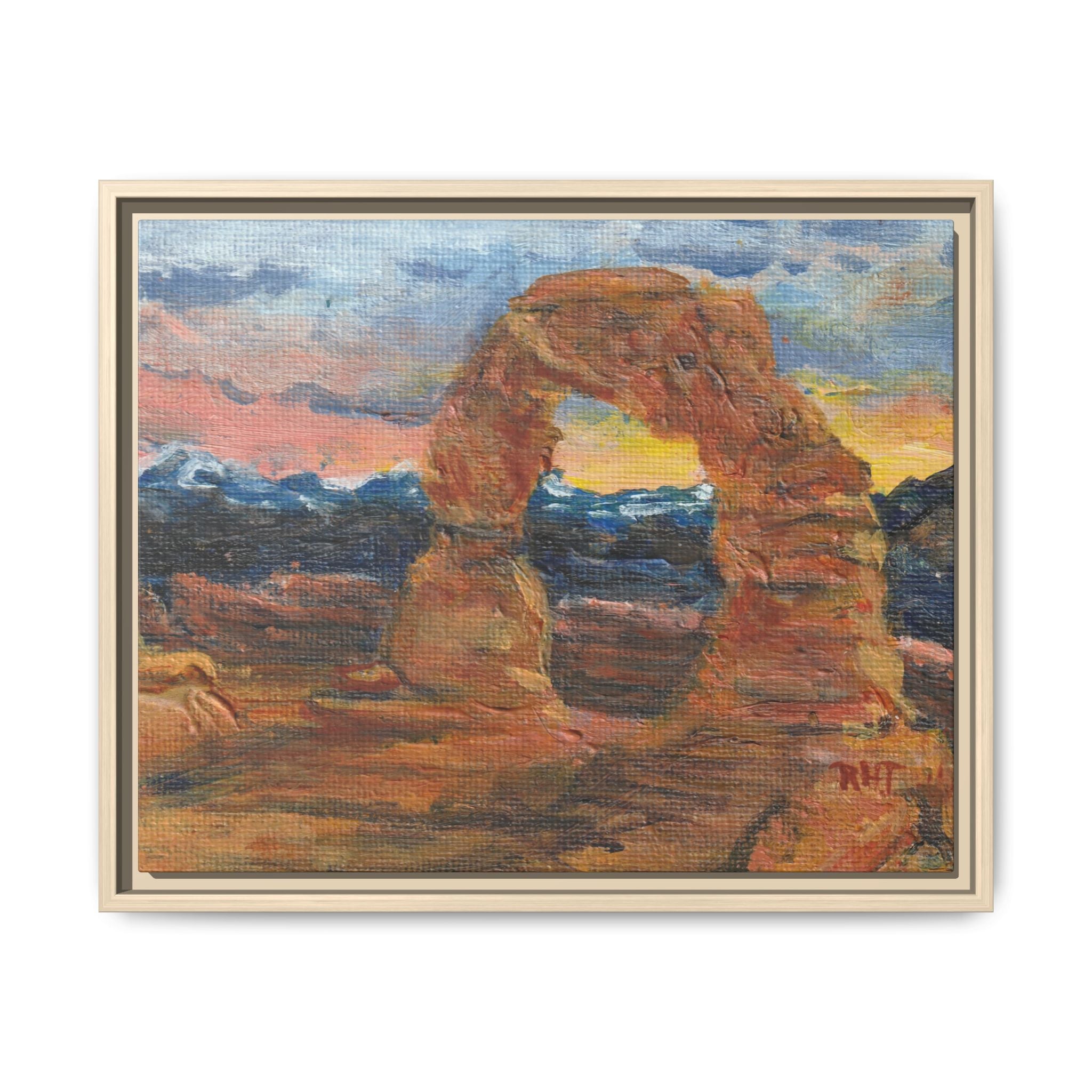 Print of Original Arches - Desert Arch Sunset Matte Canvas Framed Wall Art